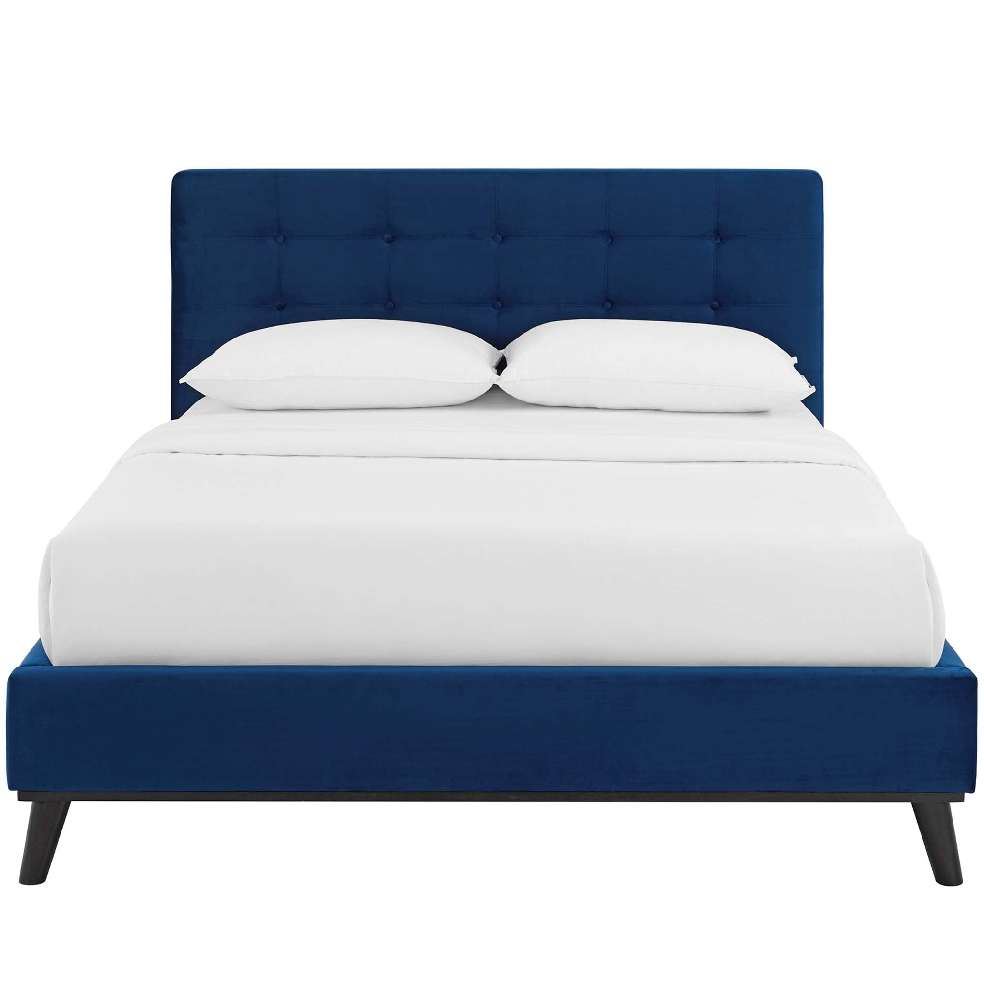 McKenzie Queen Biscuit Tufted Performance Velvet Platform Bed