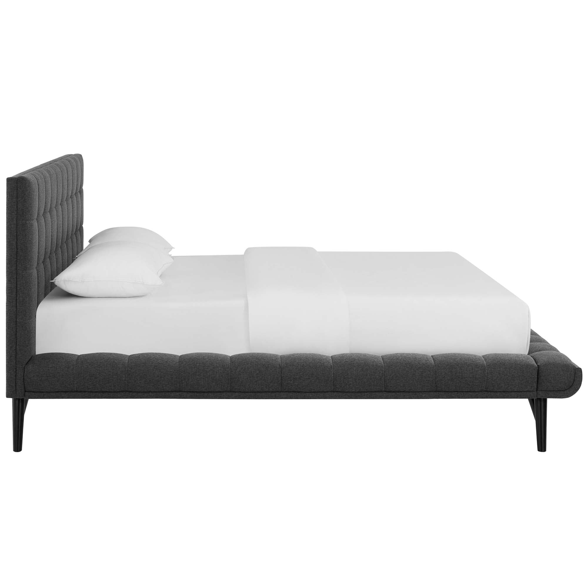 Julia Queen Biscuit Tufted Upholstered Fabric Platform Bed