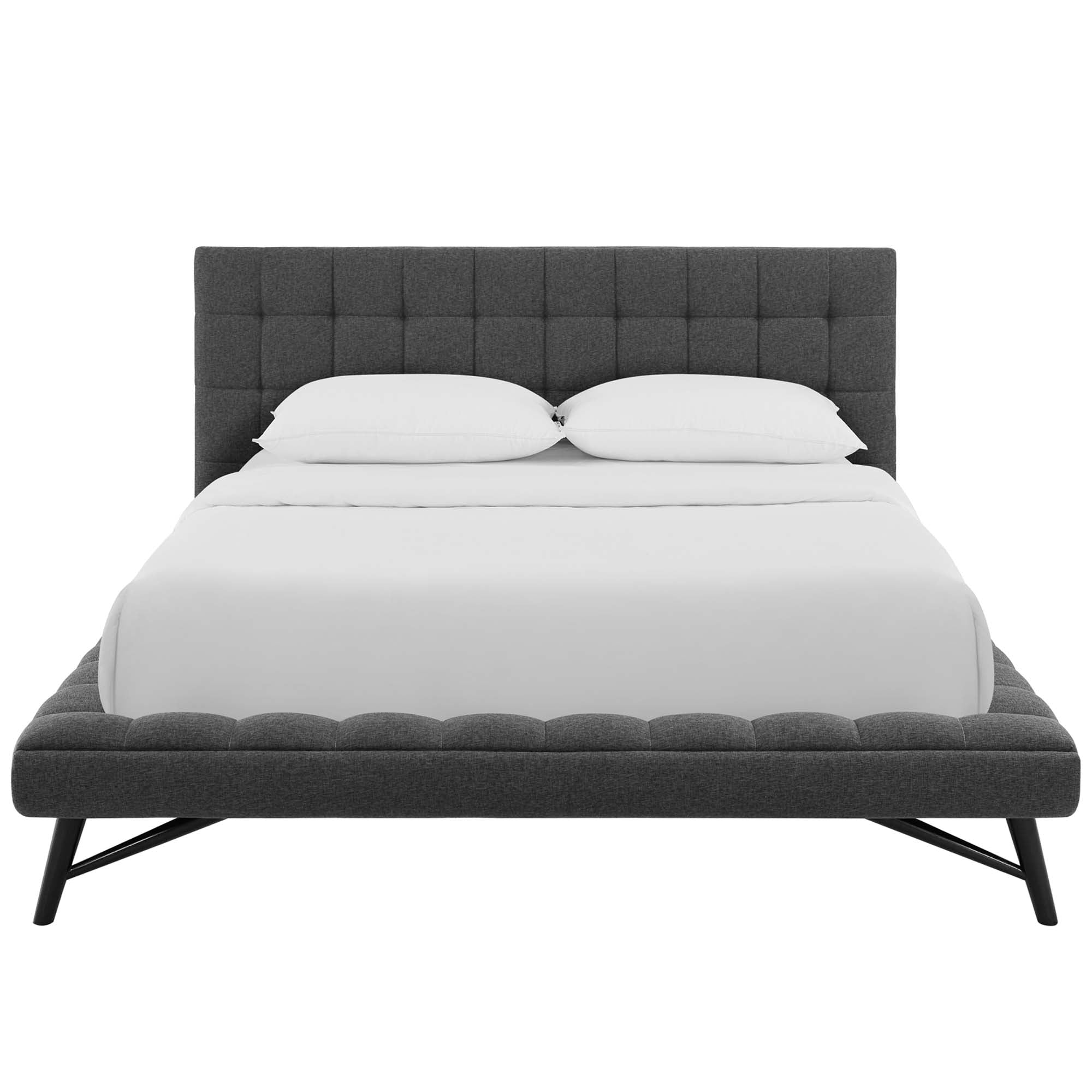 Julia Queen Biscuit Tufted Upholstered Fabric Platform Bed