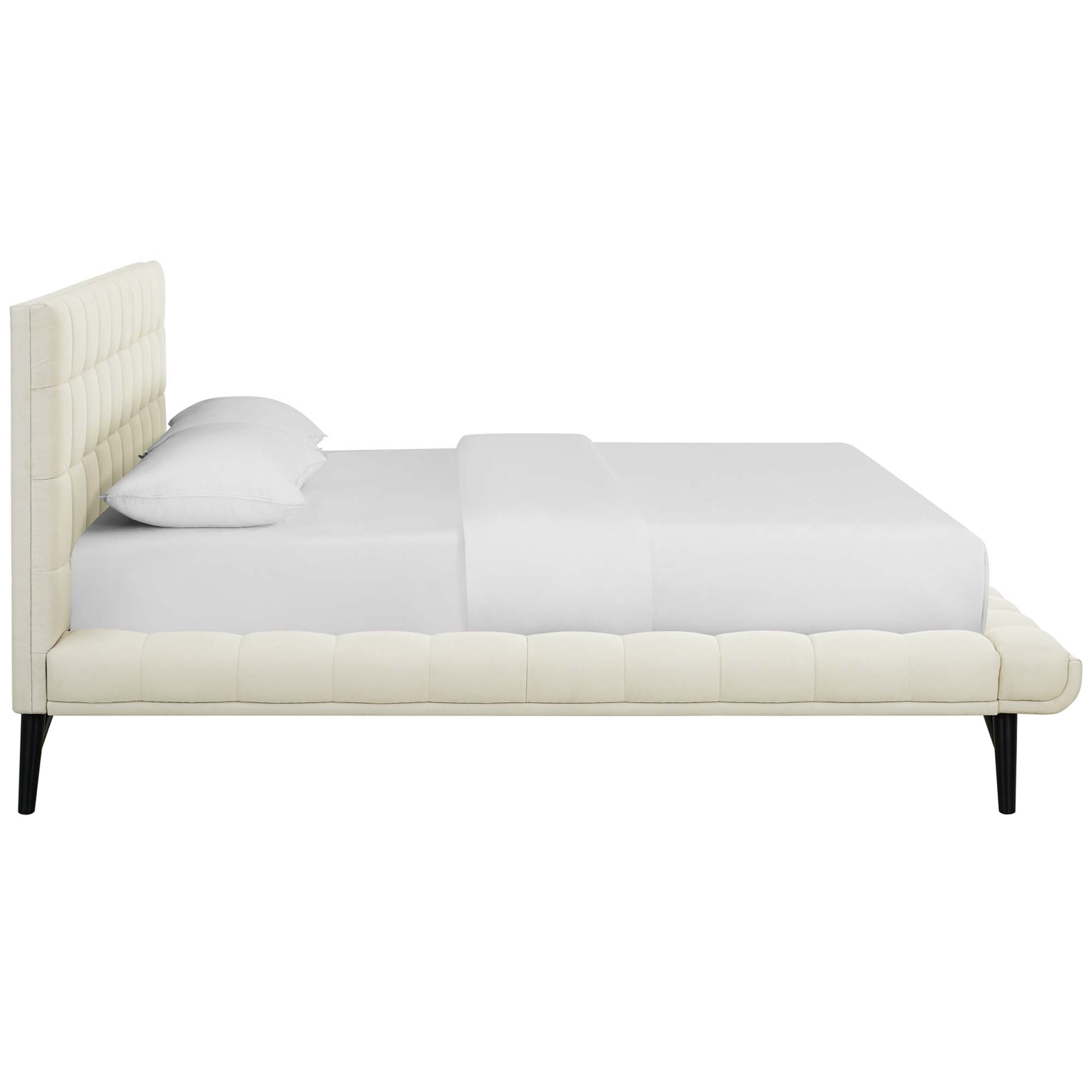 Julia Queen Biscuit Tufted Upholstered Fabric Platform Bed