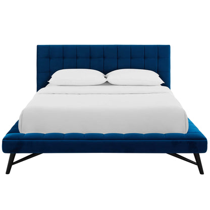 Julia Queen Biscuit Tufted Performance Velvet Platform Bed