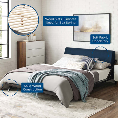 Luella Queen Upholstered Fabric Platform Bed