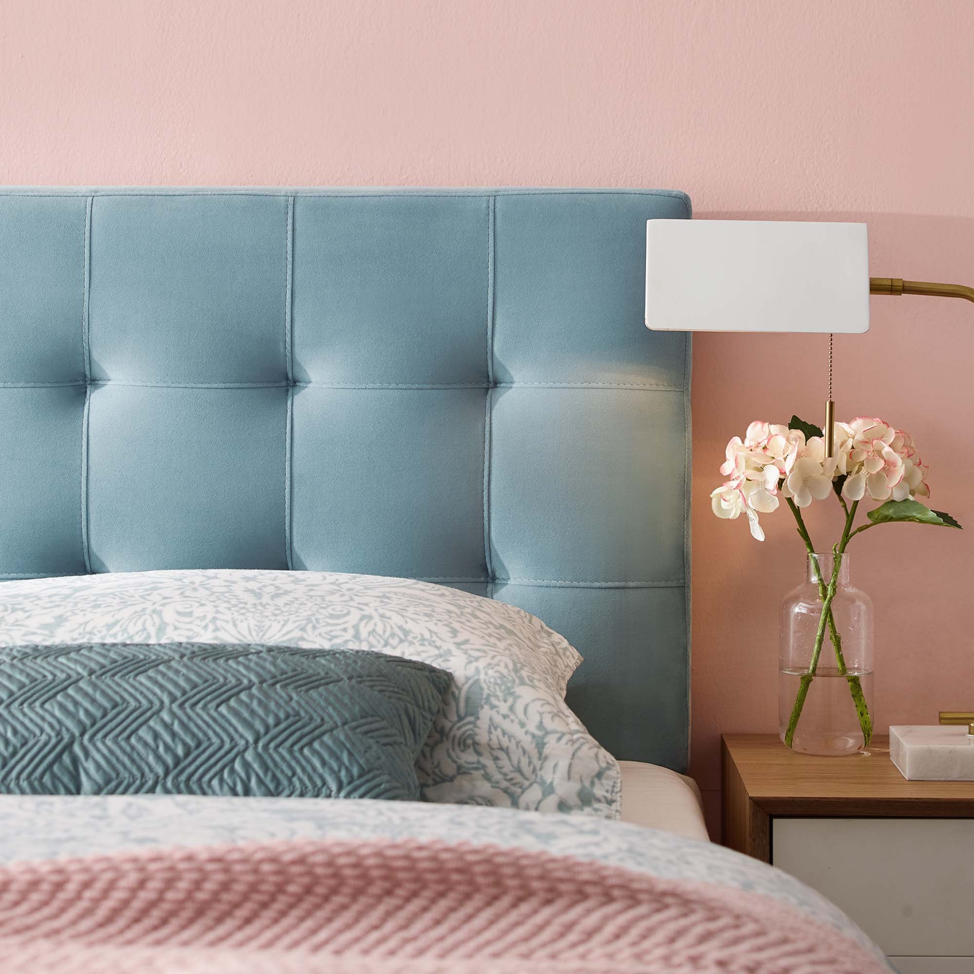 Lily Biscuit Tufted Full Performance Velvet Headboard