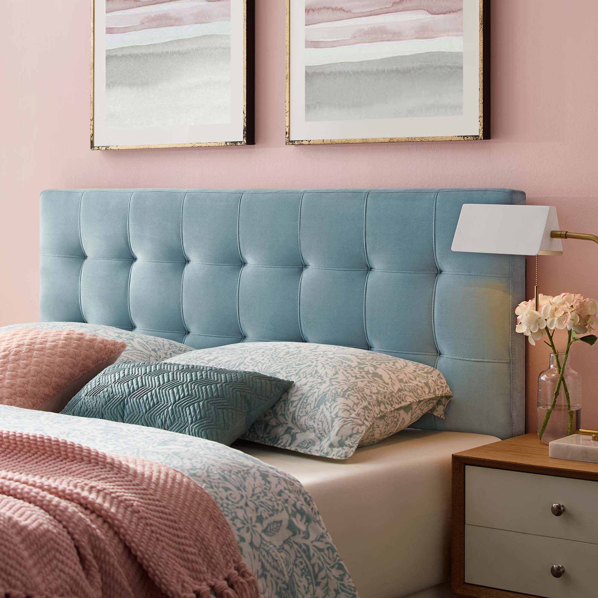 Lily Queen Biscuit Tufted Performance Velvet Headboard