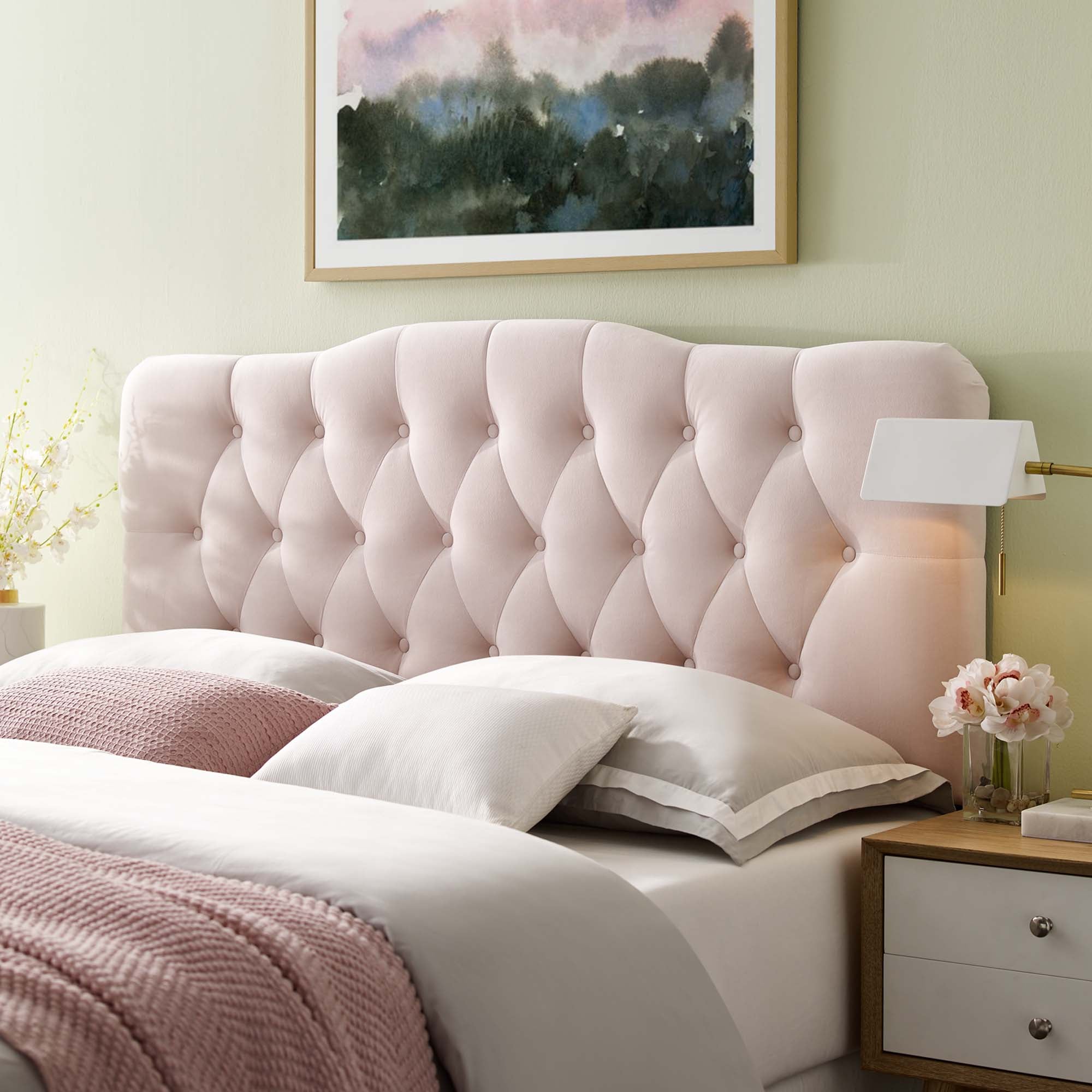 Annabel Queen Diamond Tufted Performance Velvet Headboard