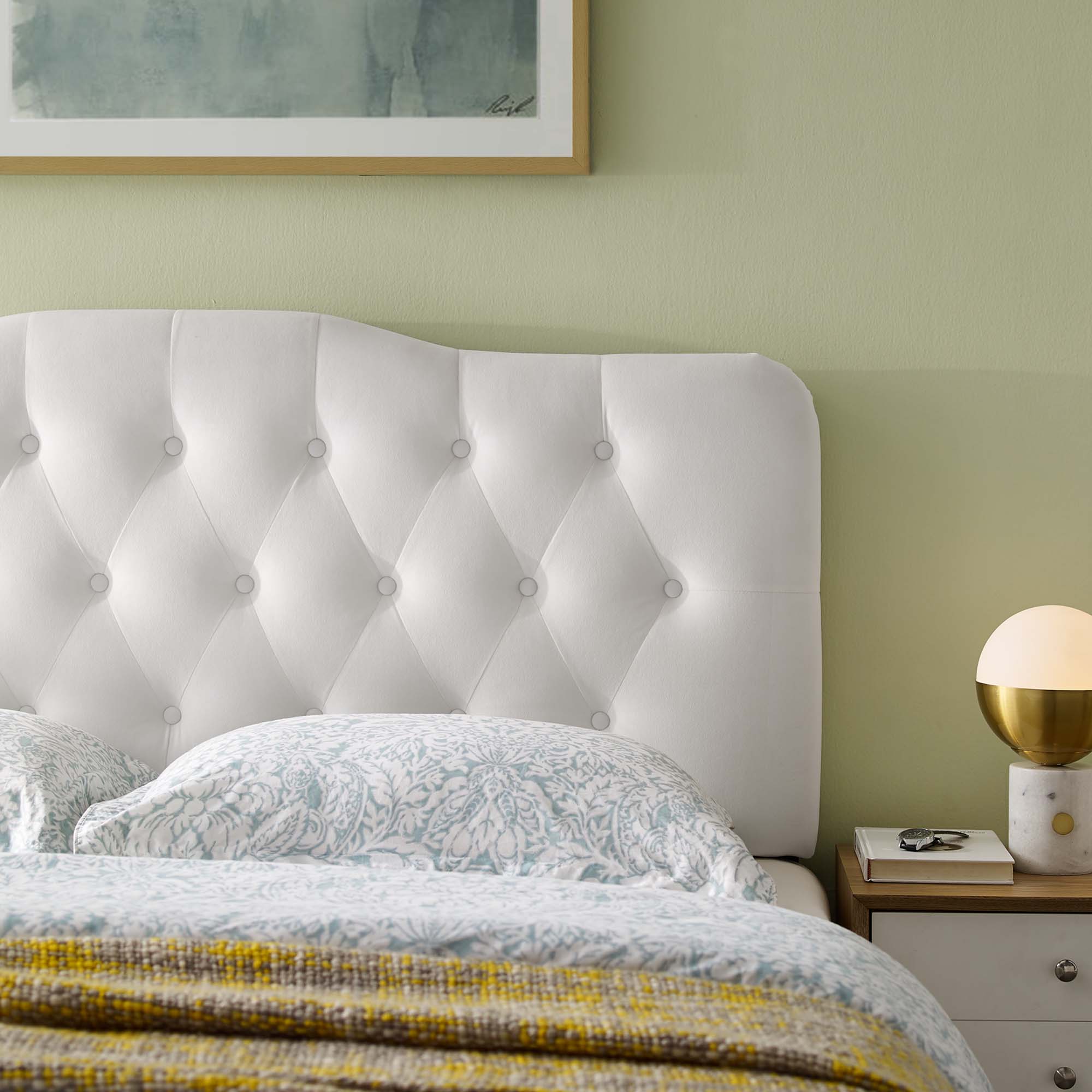 Annabel Queen Diamond Tufted Performance Velvet Headboard