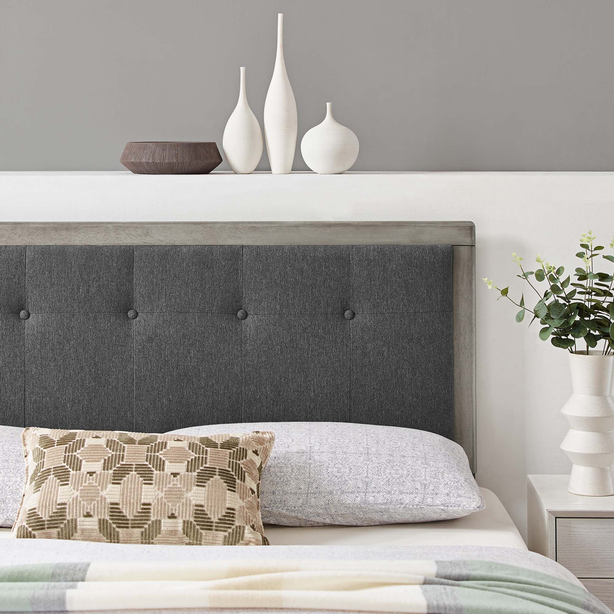 Draper Tufted Full Fabric and Wood Headboard