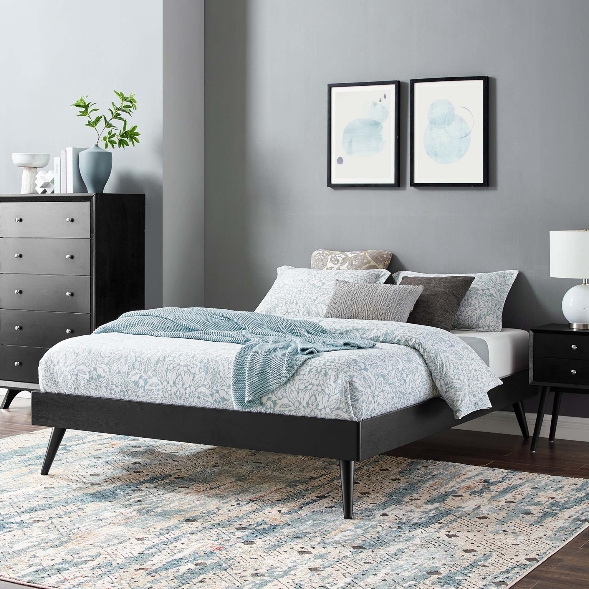 Margo King Wood Platform Bed Frame