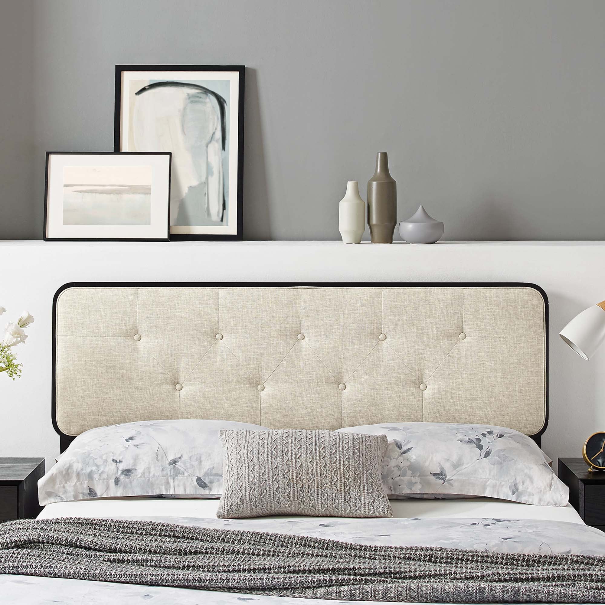 Collins Tufted Full Fabric and Wood Headboard