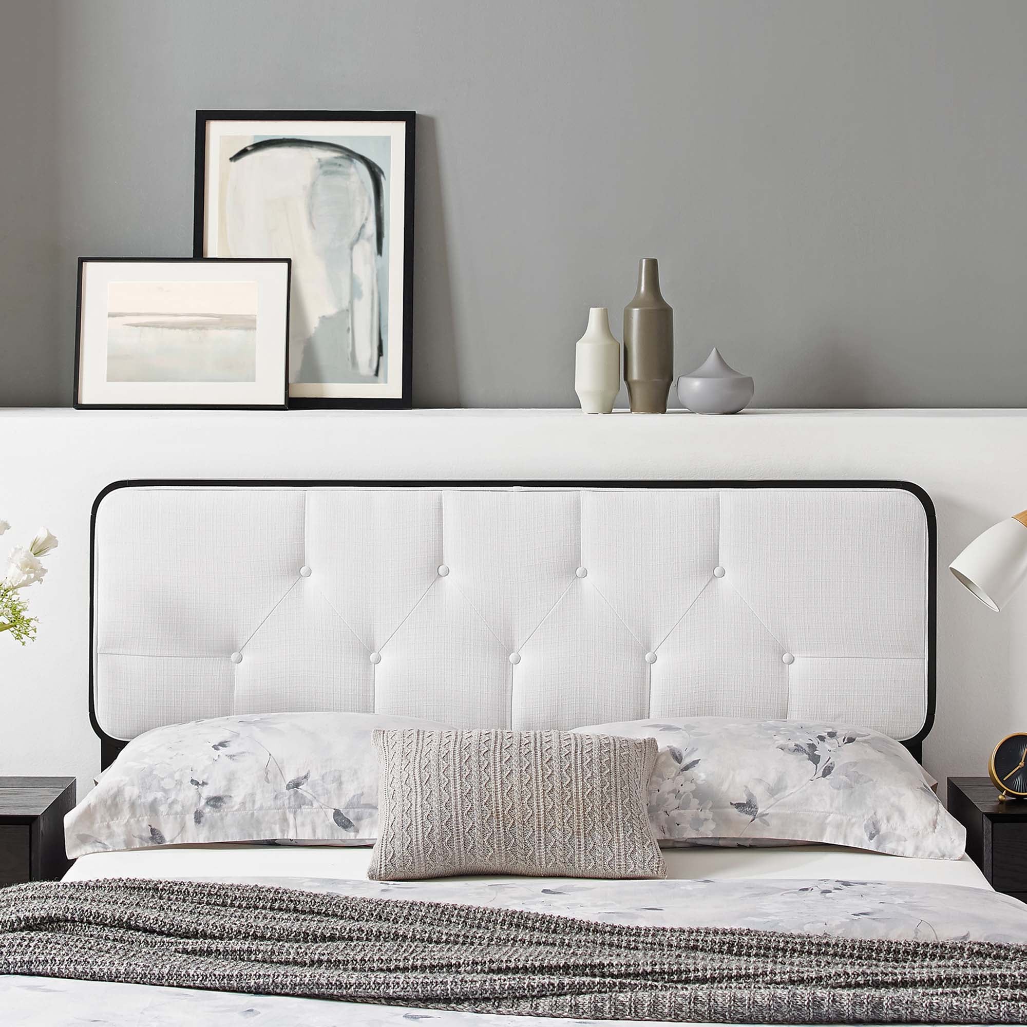 Collins Tufted Full Fabric and Wood Headboard