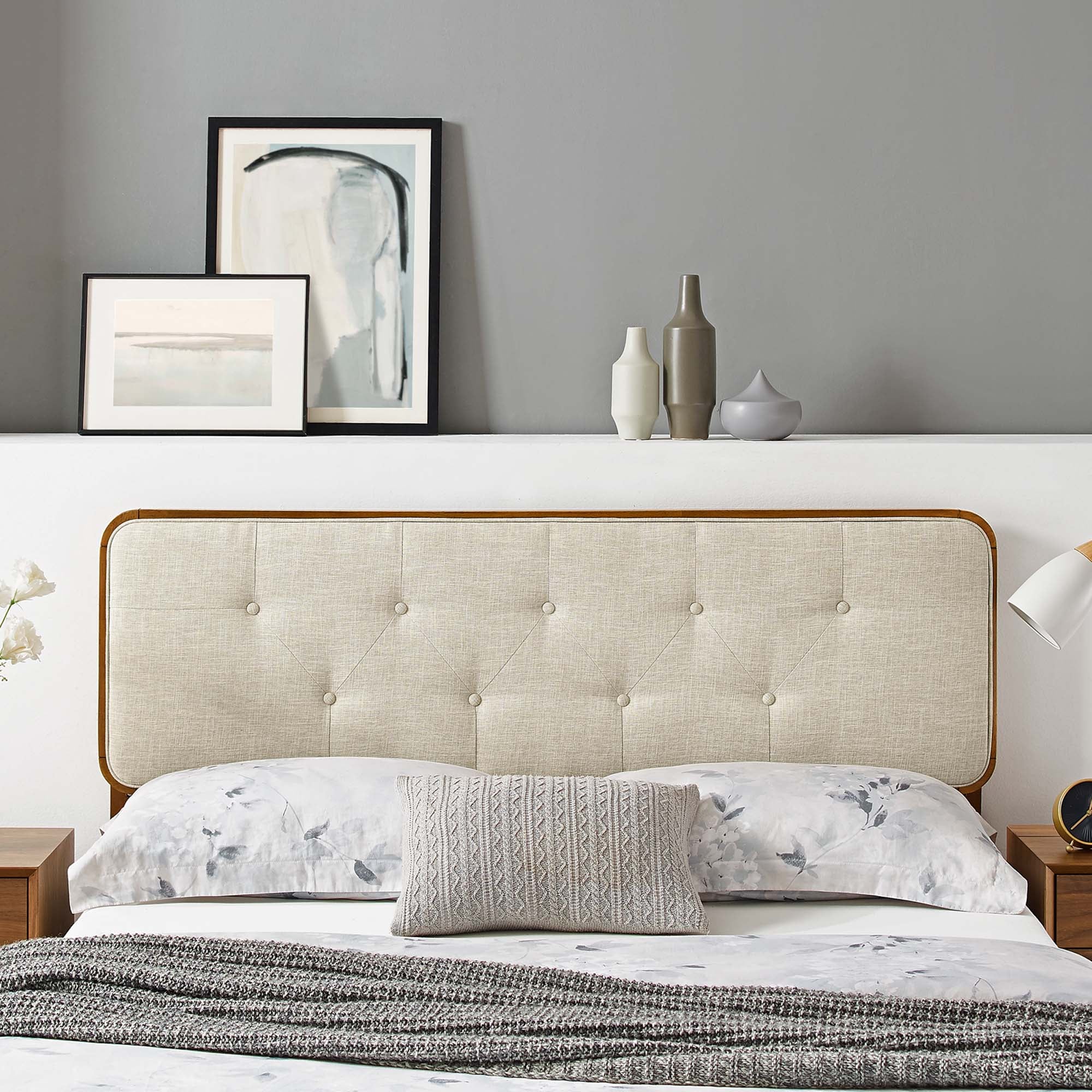 Collins Tufted Full Fabric and Wood Headboard