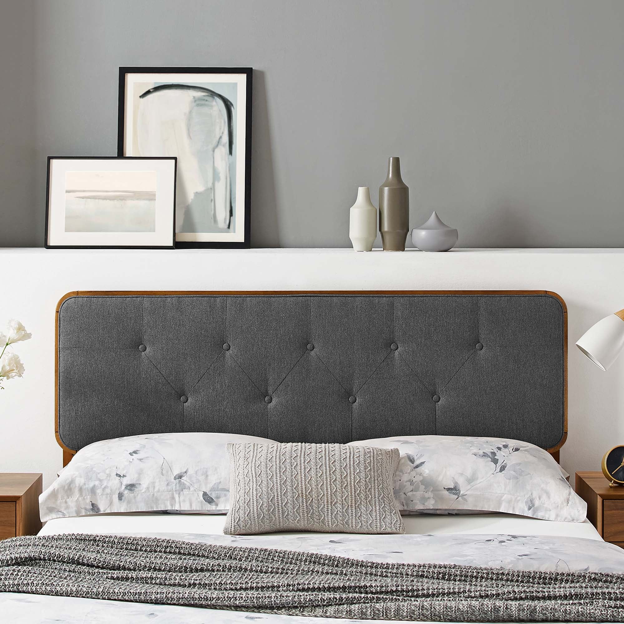 Collins Tufted Full Fabric and Wood Headboard