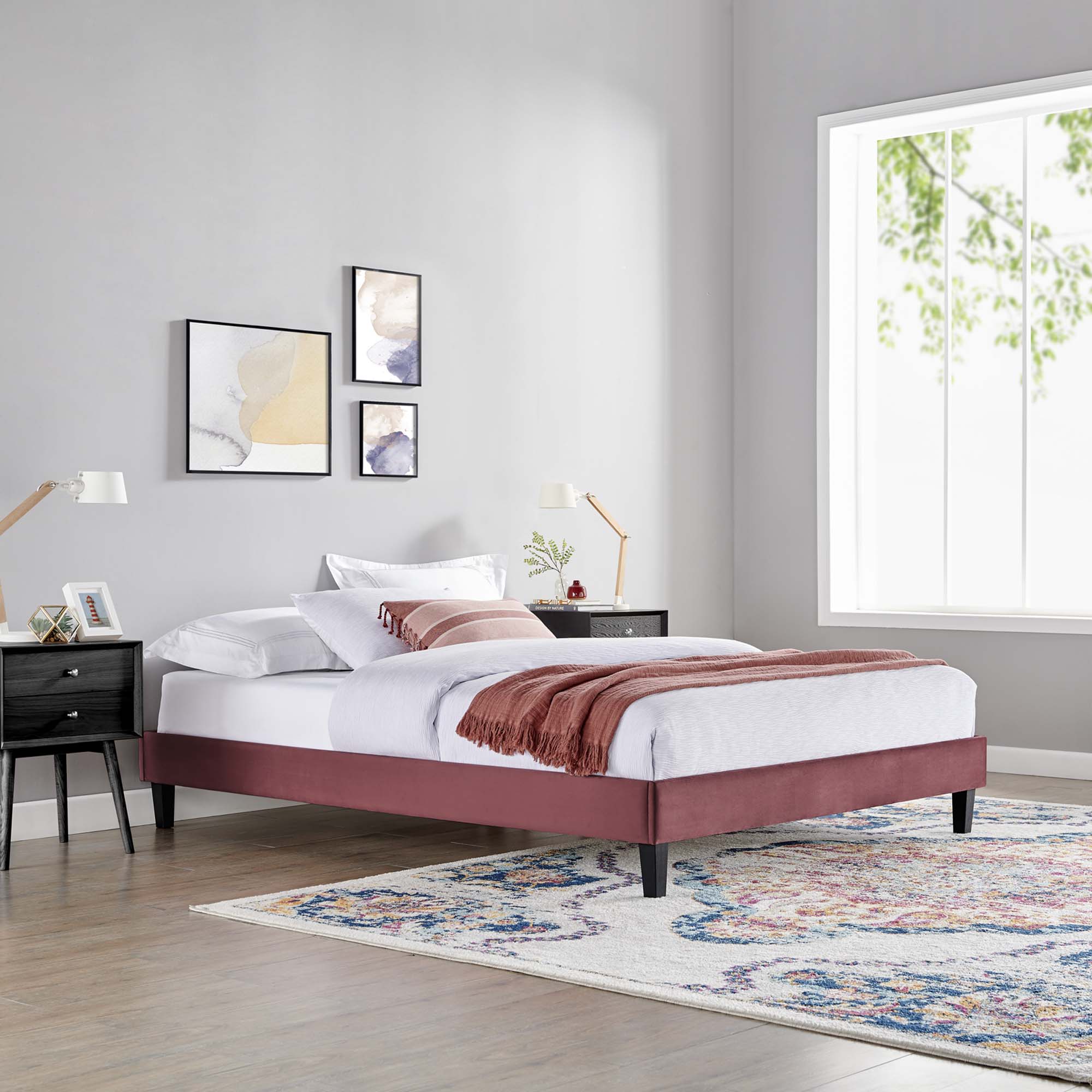 Reign Twin Performance Velvet Platform Bed Frame