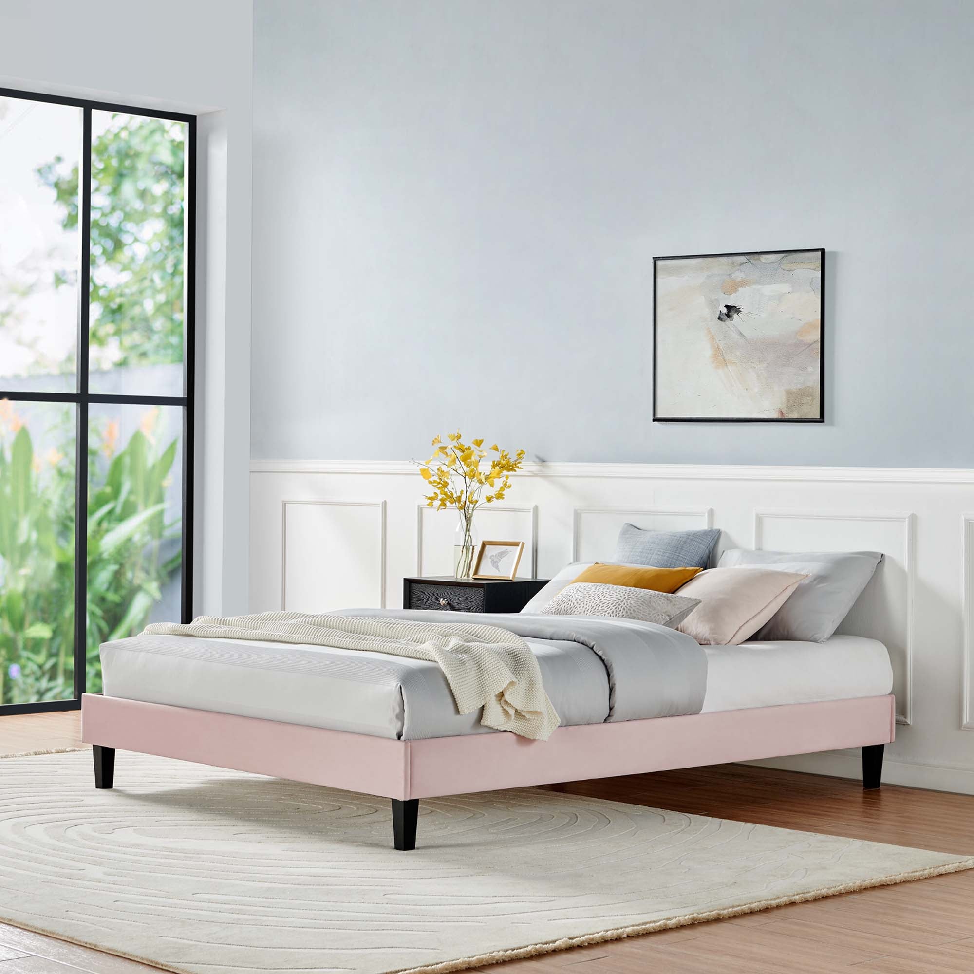 Reign King Performance Velvet Platform Bed Frame