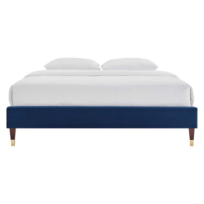 Harlow Queen Performance Velvet Platform Bed Frame