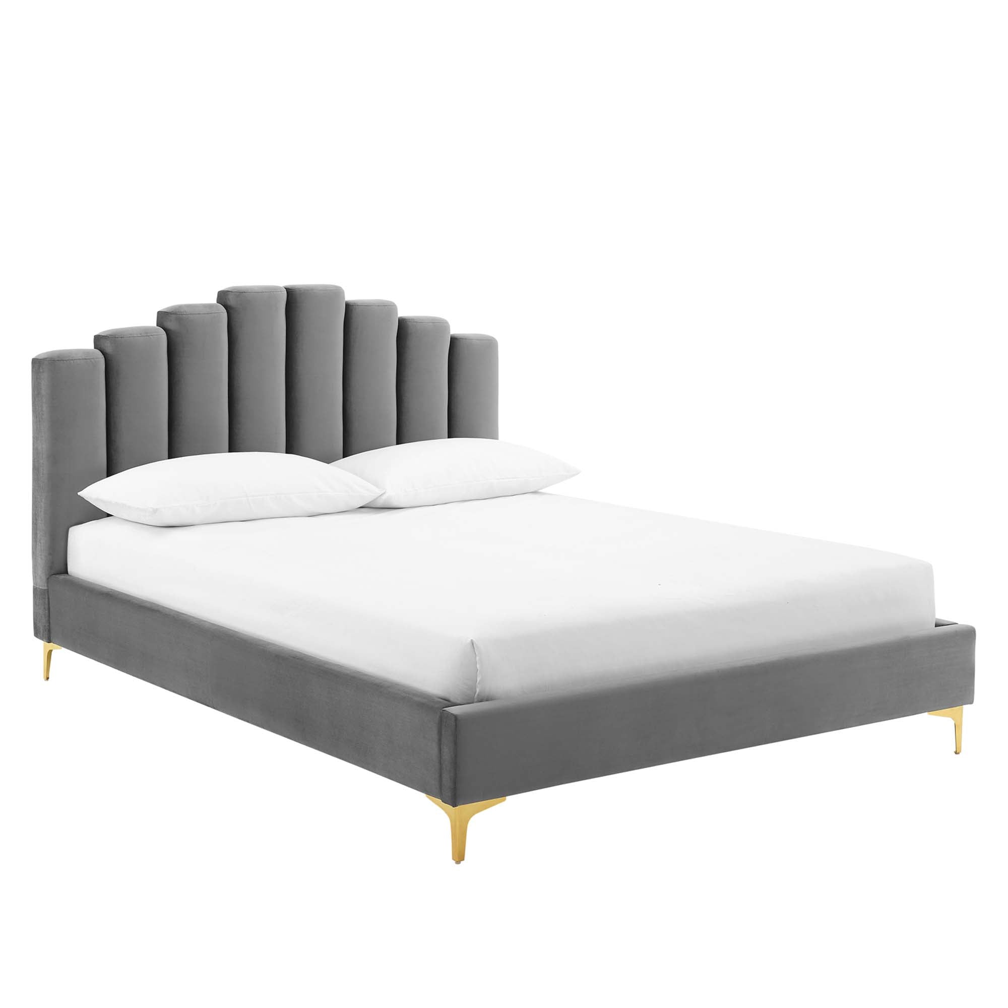 Olivia Queen Performance Velvet Platform Bed