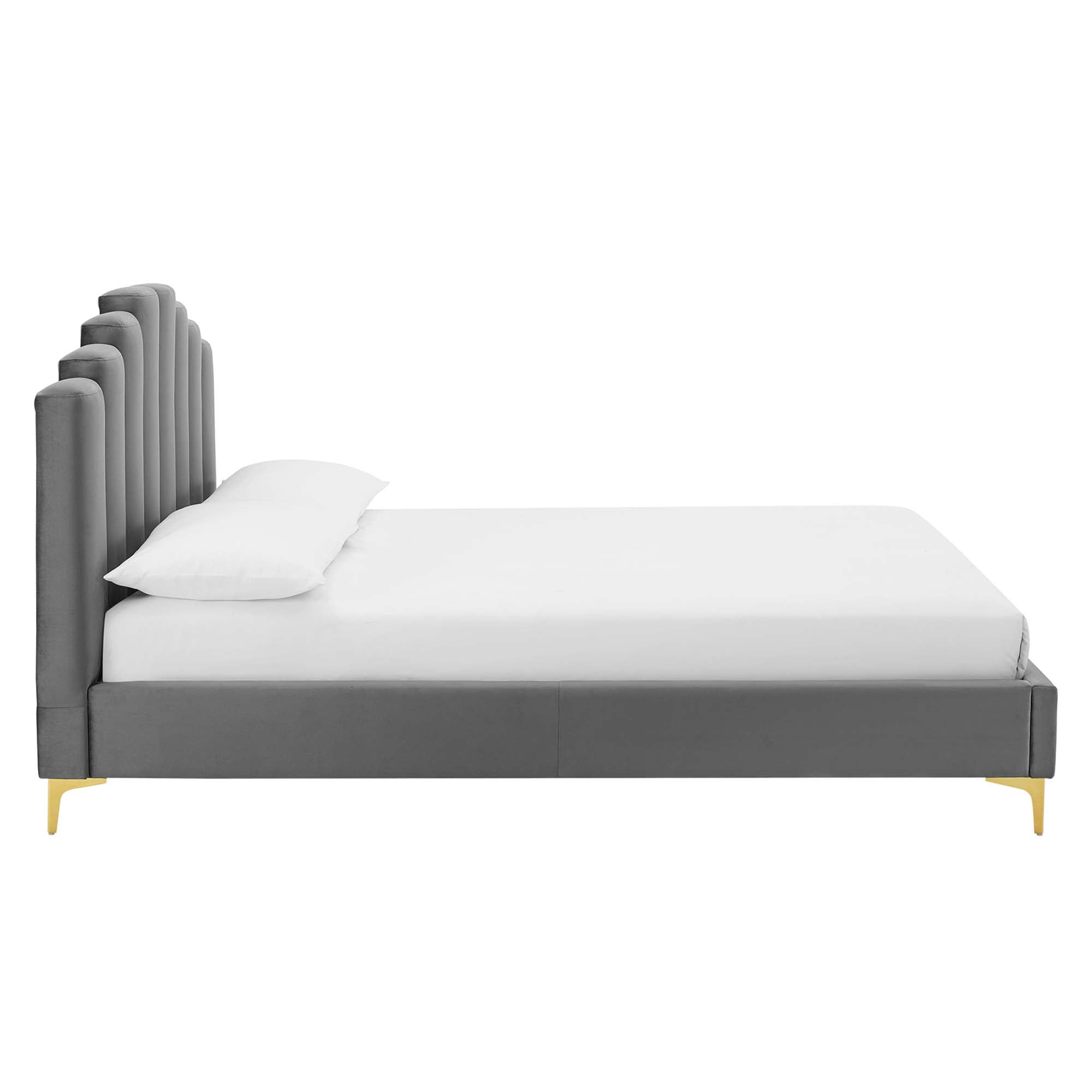 Olivia Queen Performance Velvet Platform Bed