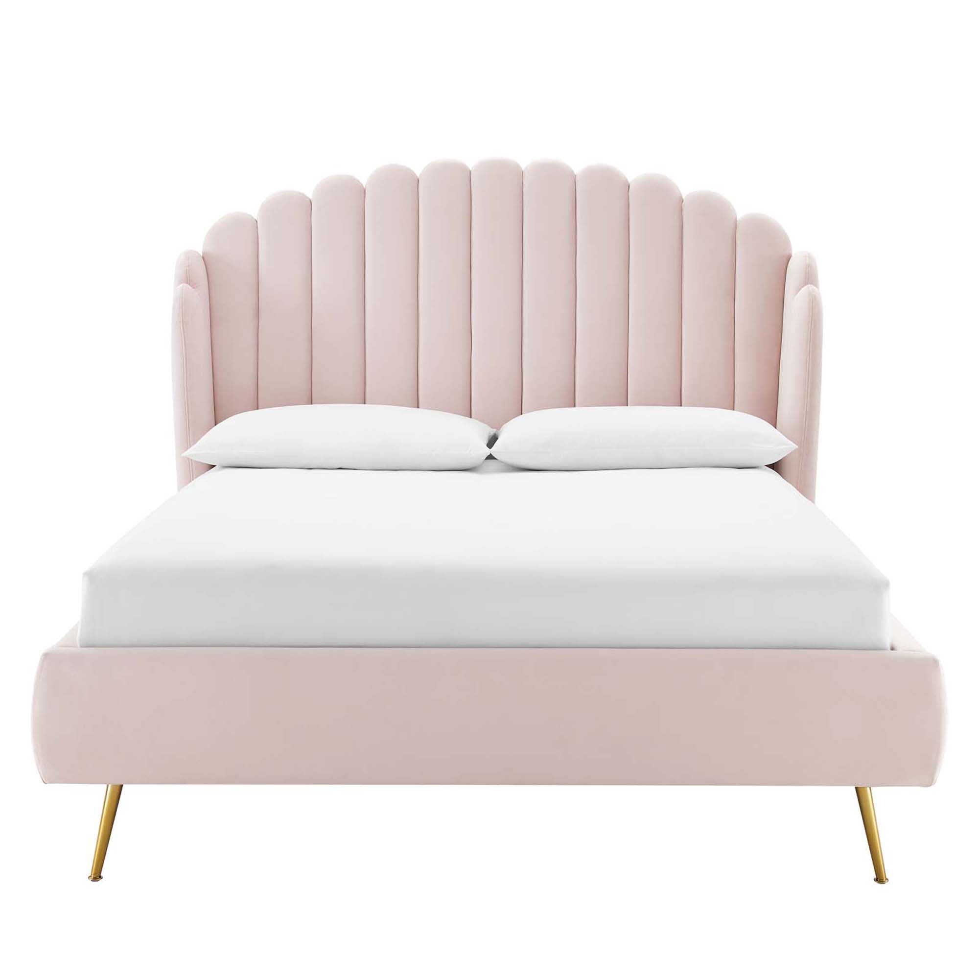 Lana Queen Performance Velvet Wingback Platform Bed