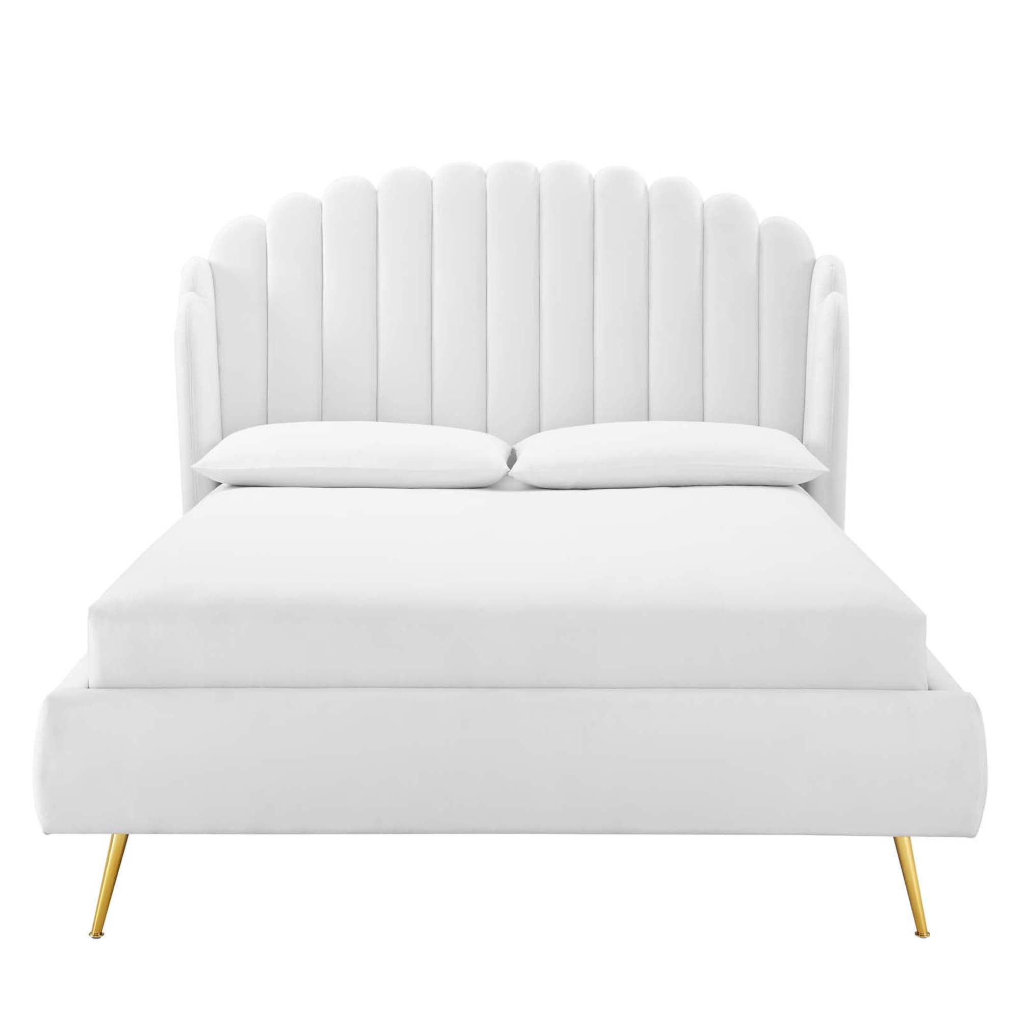 Lana Queen Performance Velvet Wingback Platform Bed