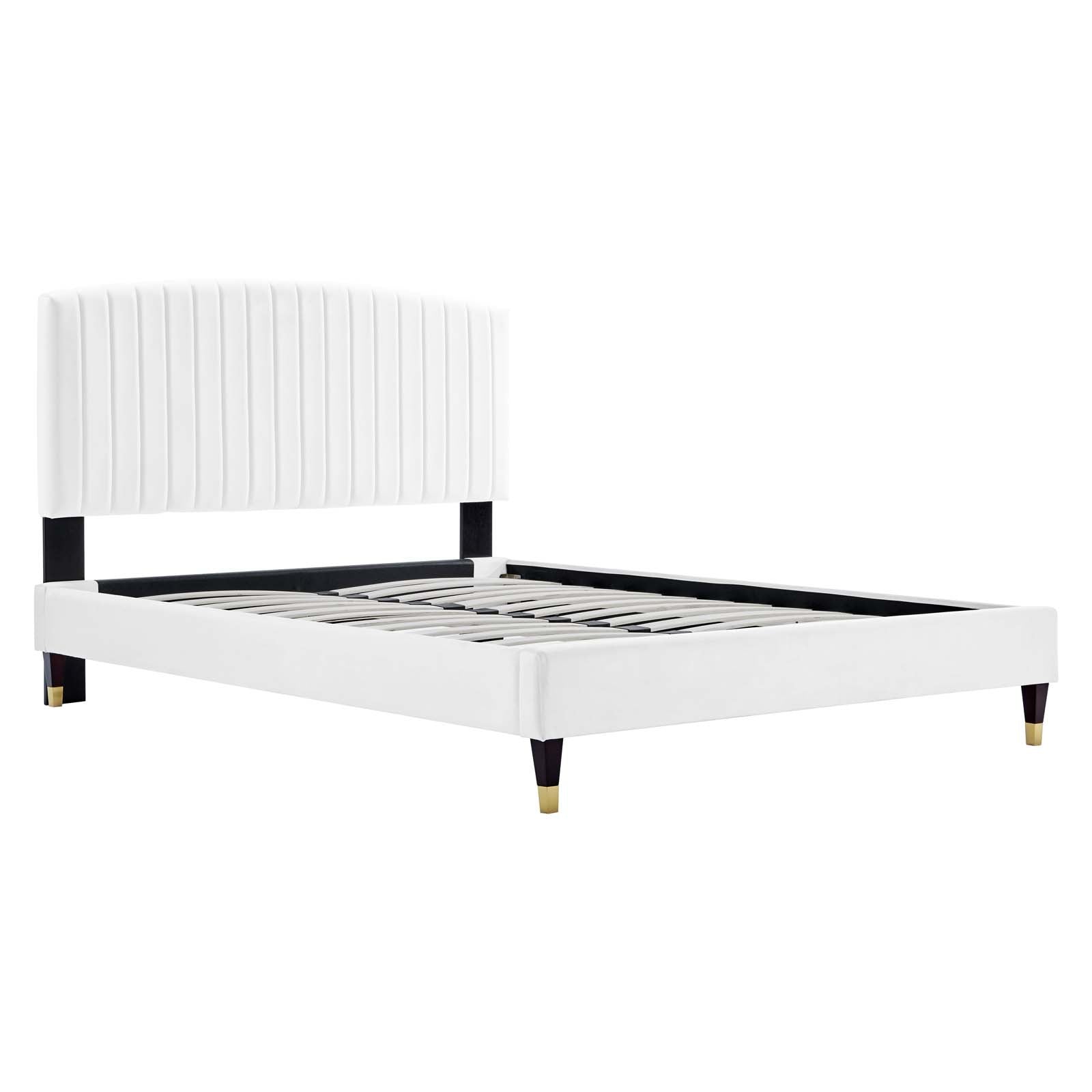 Alessi Performance Velvet Queen Platform Bed