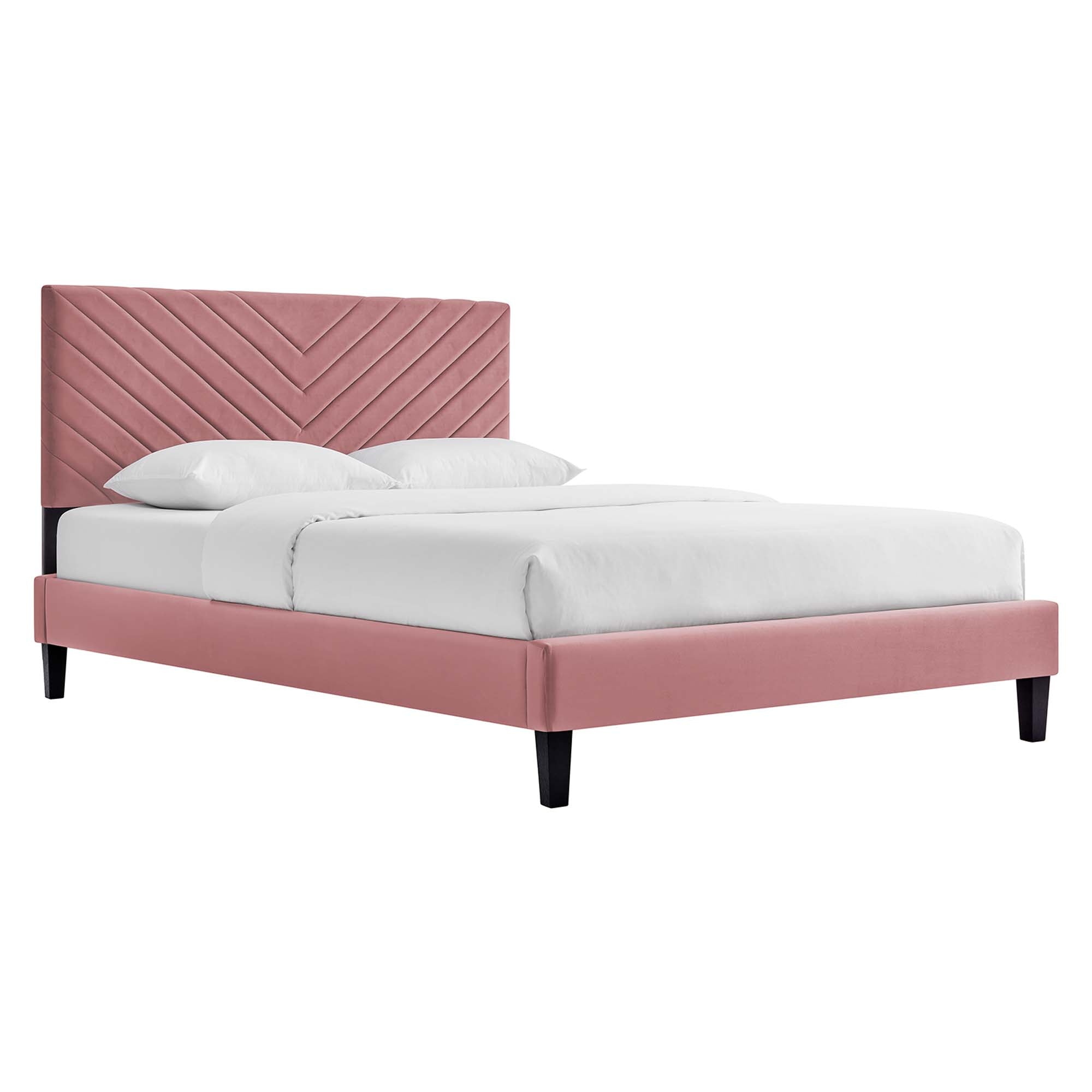 Roxanne Performance Velvet Queen Platform Bed