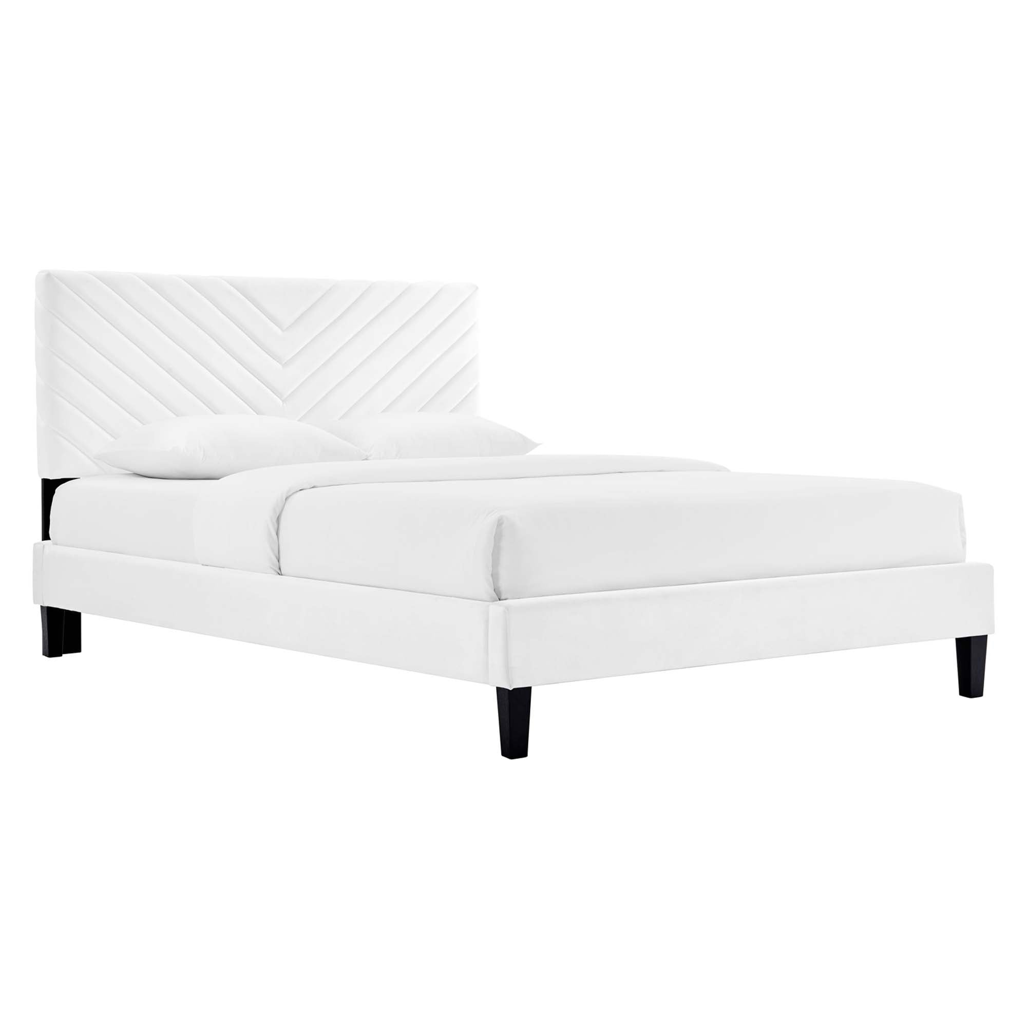 Roxanne Performance Velvet Queen Platform Bed