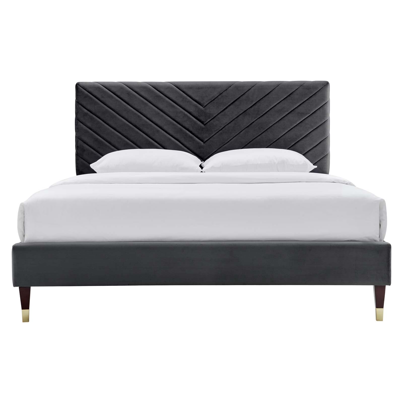 Roxanne Performance Velvet Queen Platform Bed