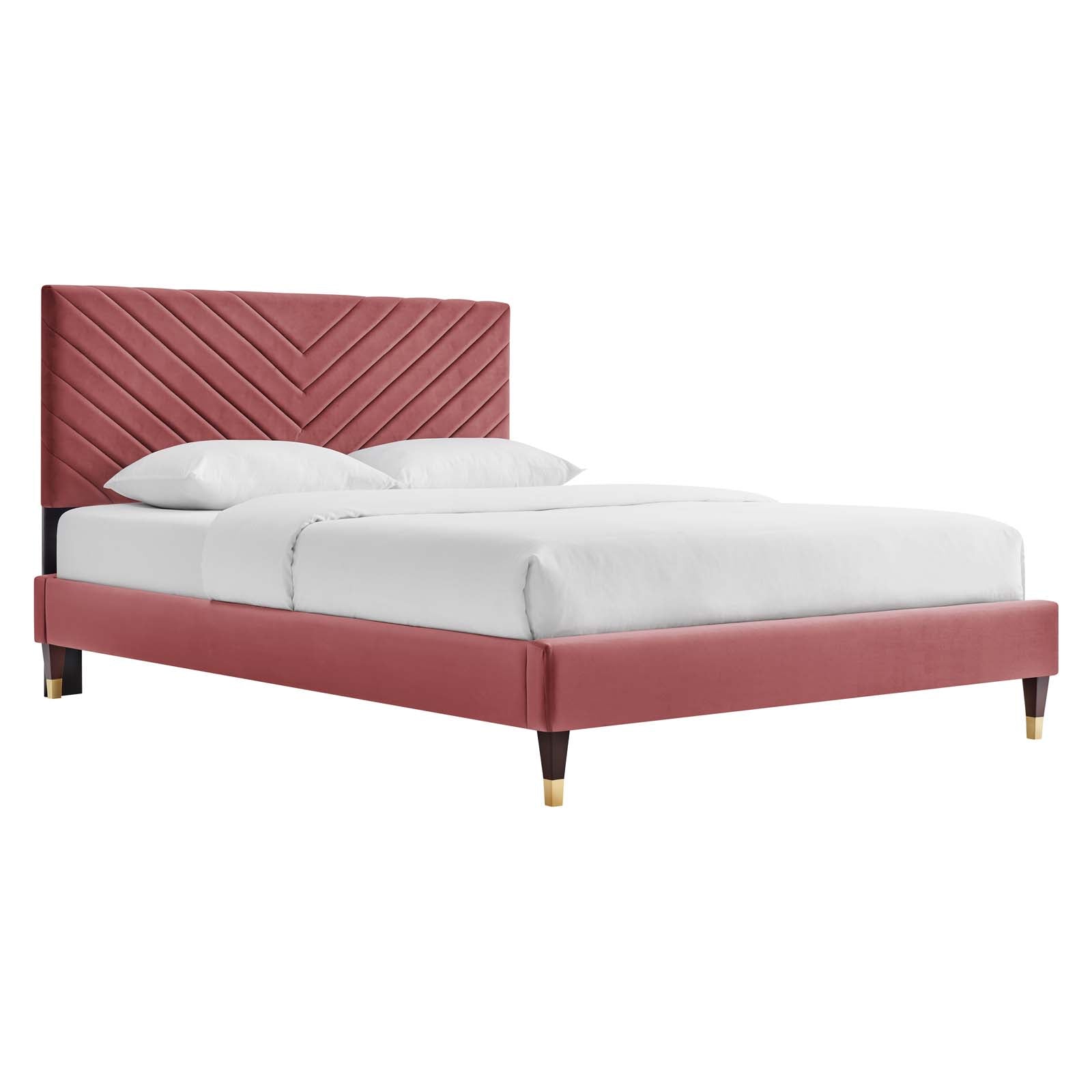 Roxanne Performance Velvet Queen Platform Bed