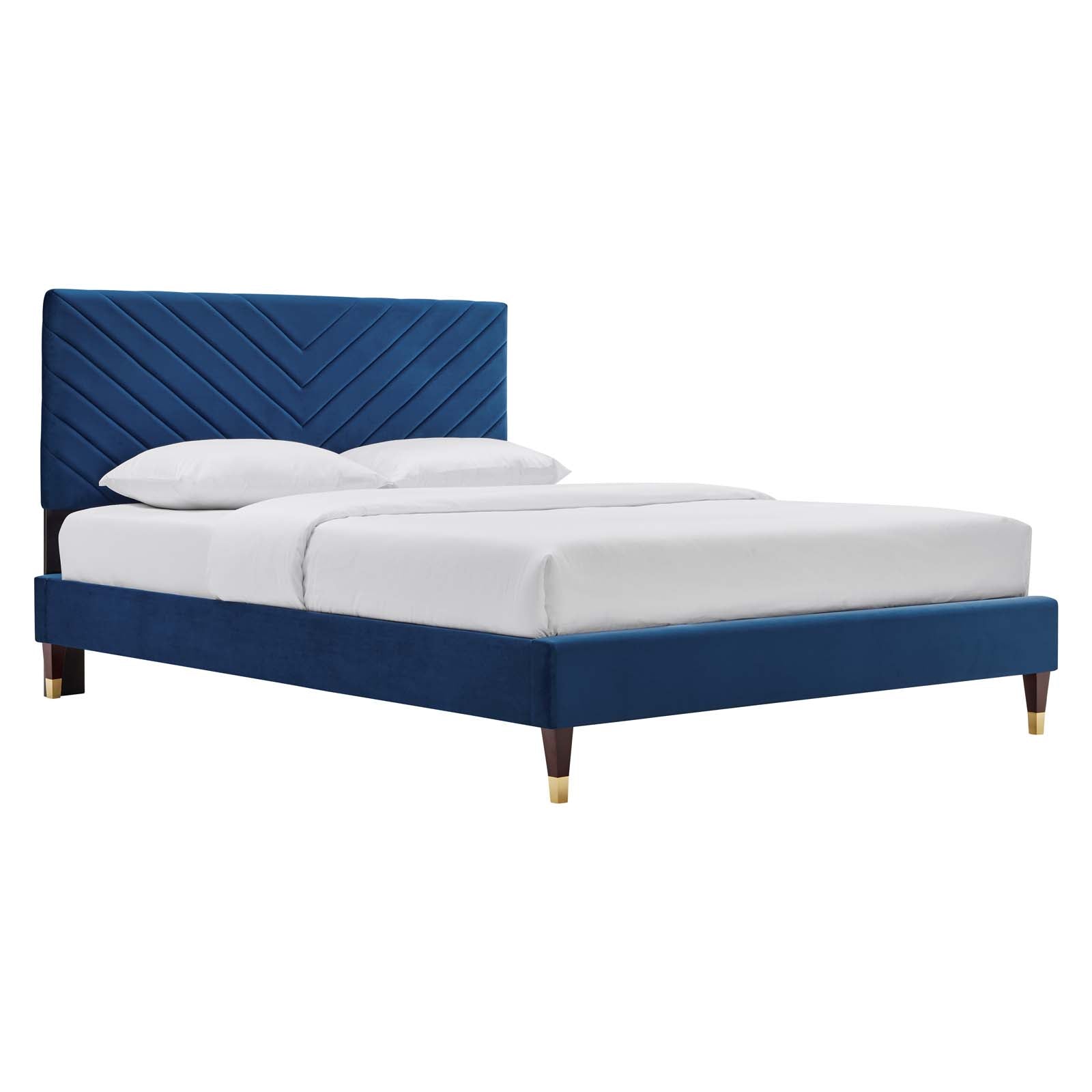 Roxanne Performance Velvet Queen Platform Bed