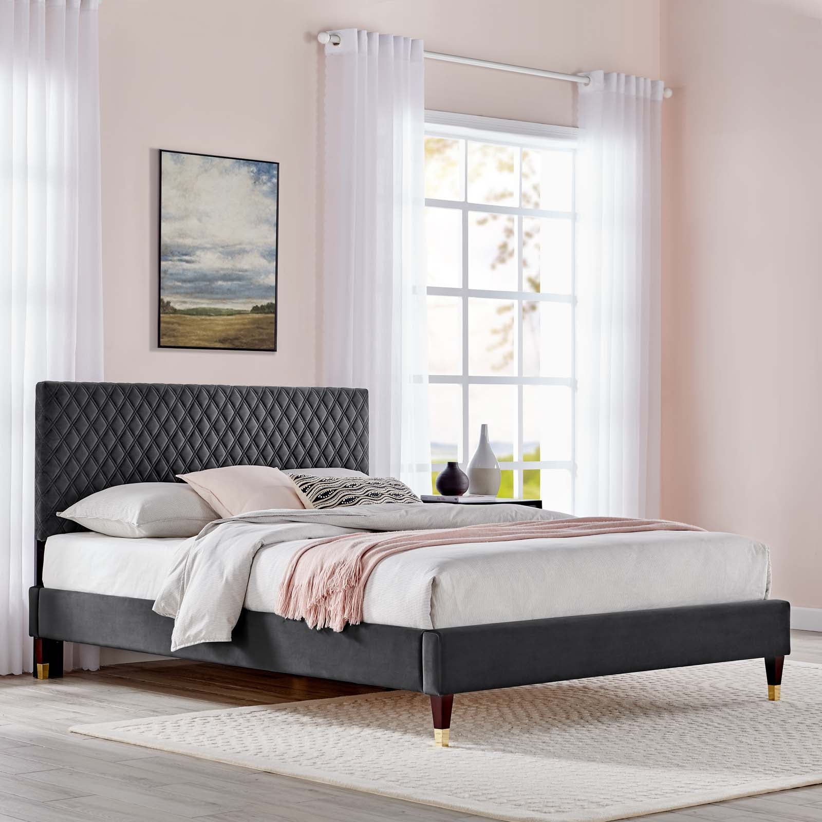 Garcelle Performance Velvet Queen Platform Bed