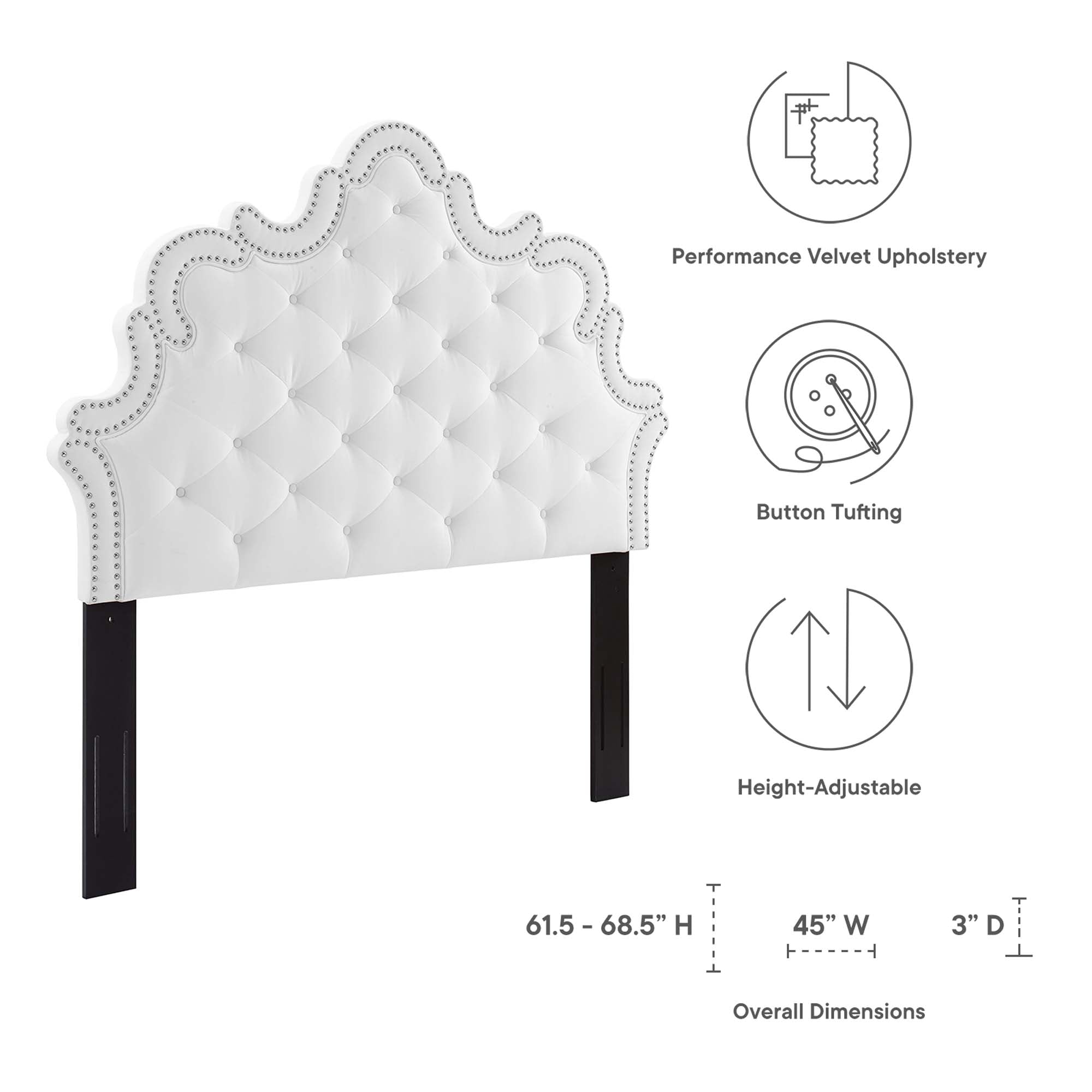 Arabella Button-Tufted Performance Velvet Twin Headboard