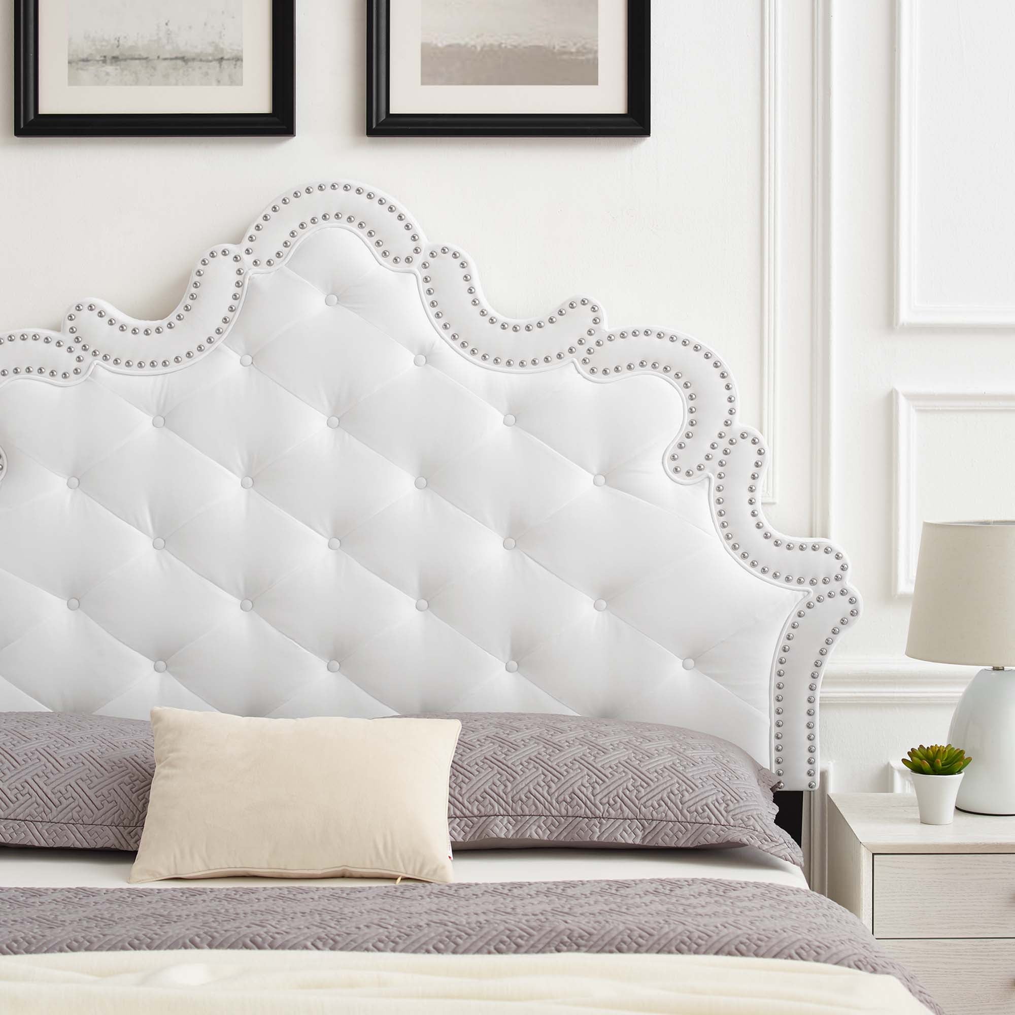 Arabella Button-Tufted Performance Velvet Twin Headboard