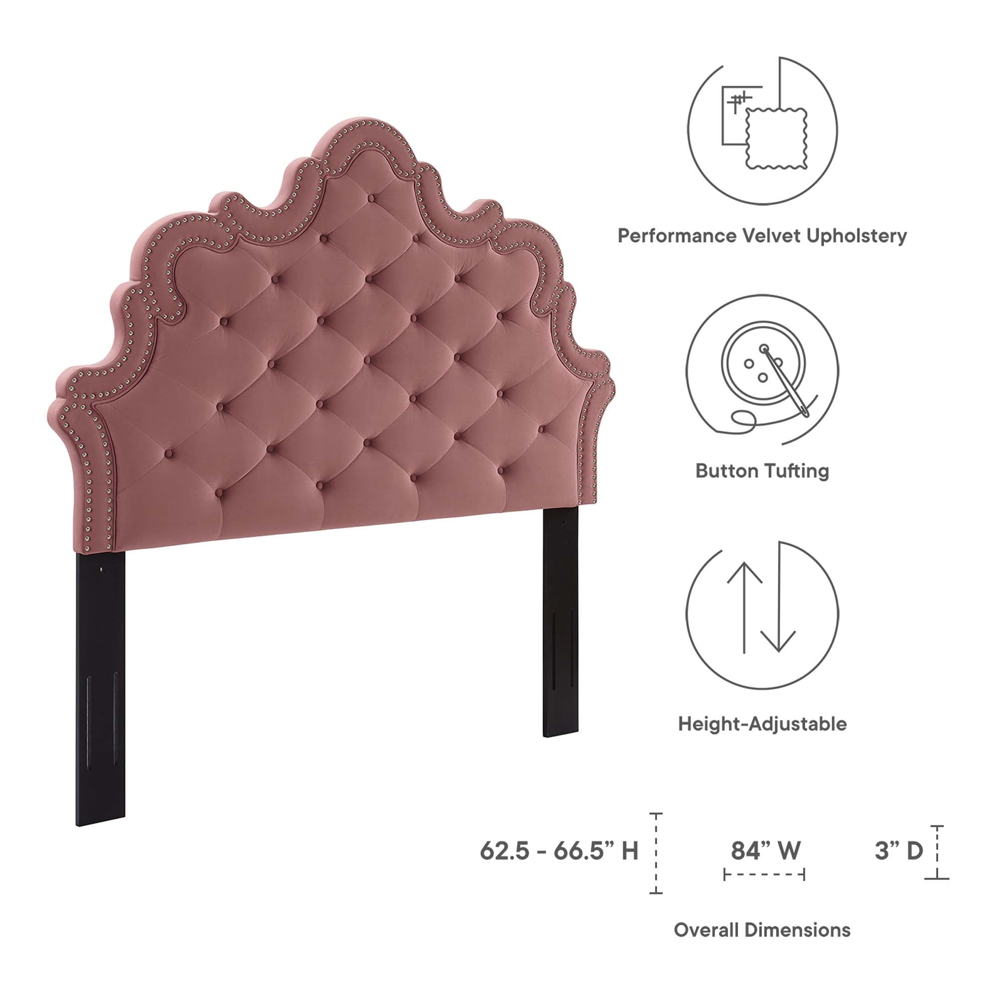 Arabella Button-Tufted Performance Velvet King/California King Headboard