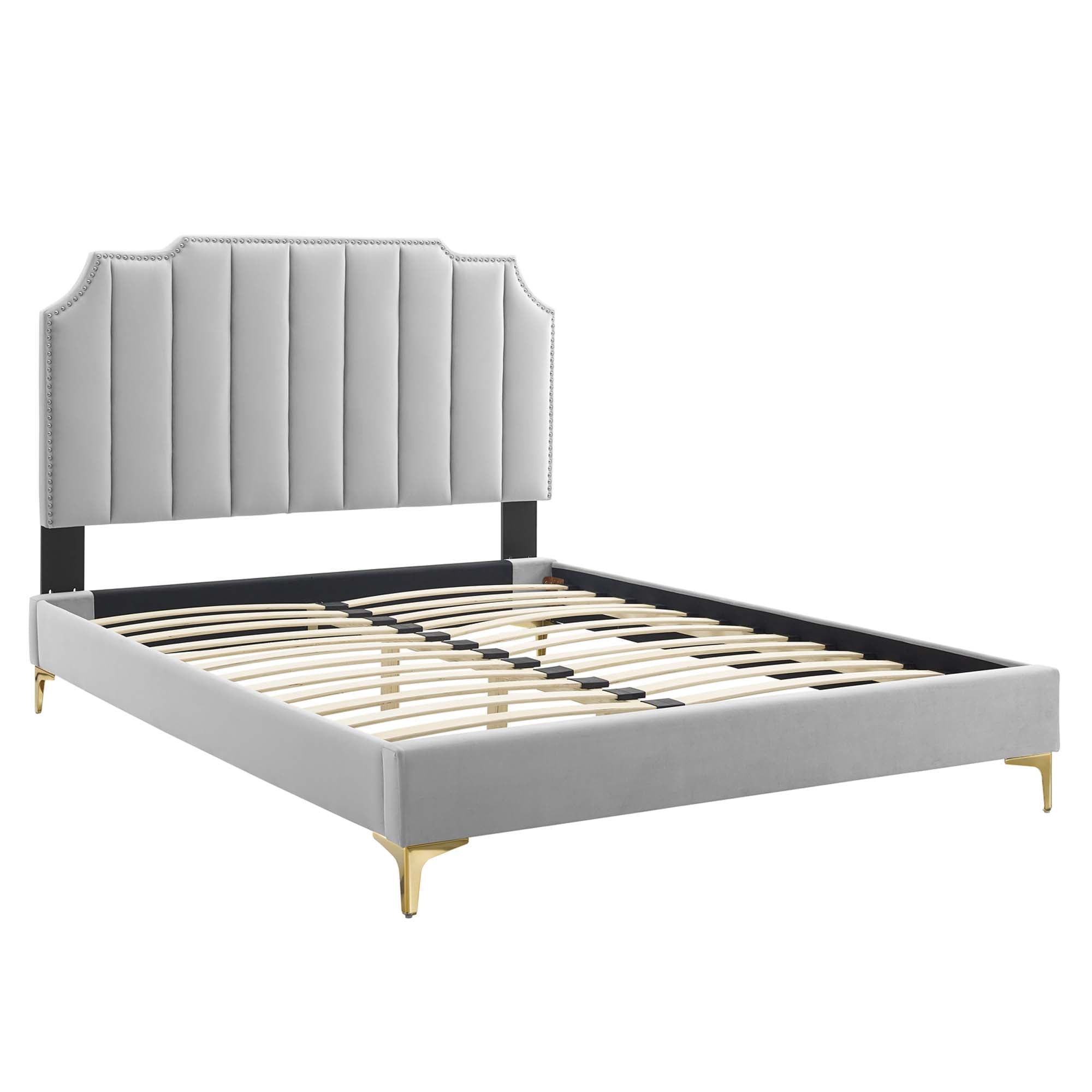 Colette Queen Performance Velvet Platform Bed