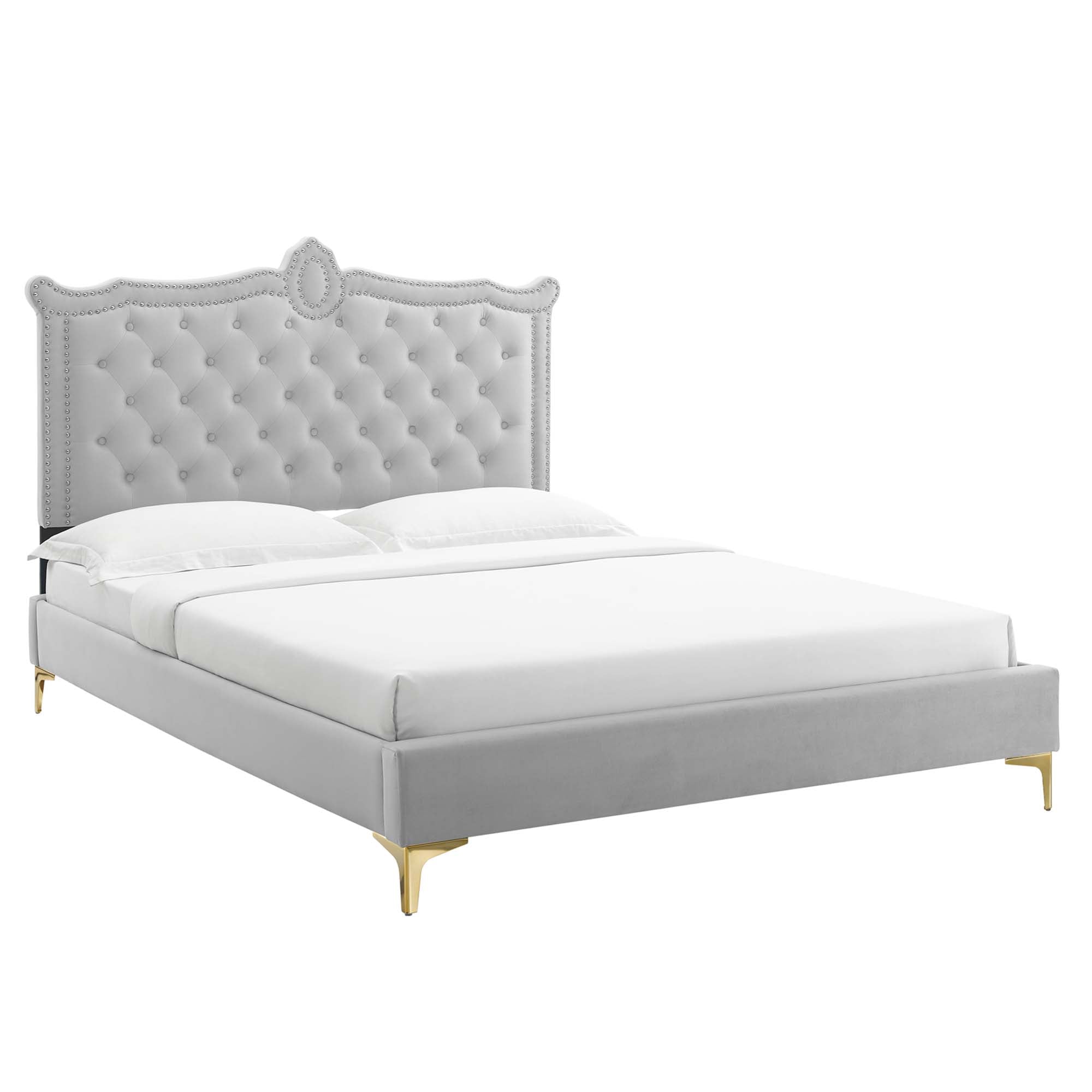 Clara Performance Velvet Queen Platform Bed