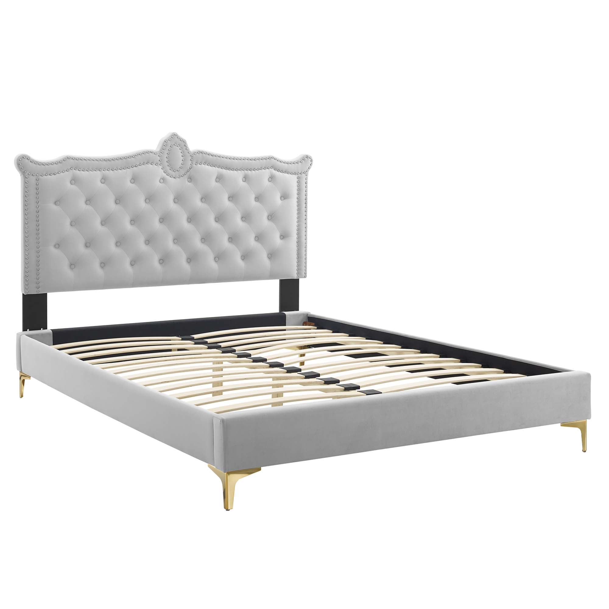 Clara Performance Velvet Queen Platform Bed