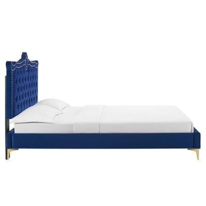 Clara Performance Velvet Queen Platform Bed