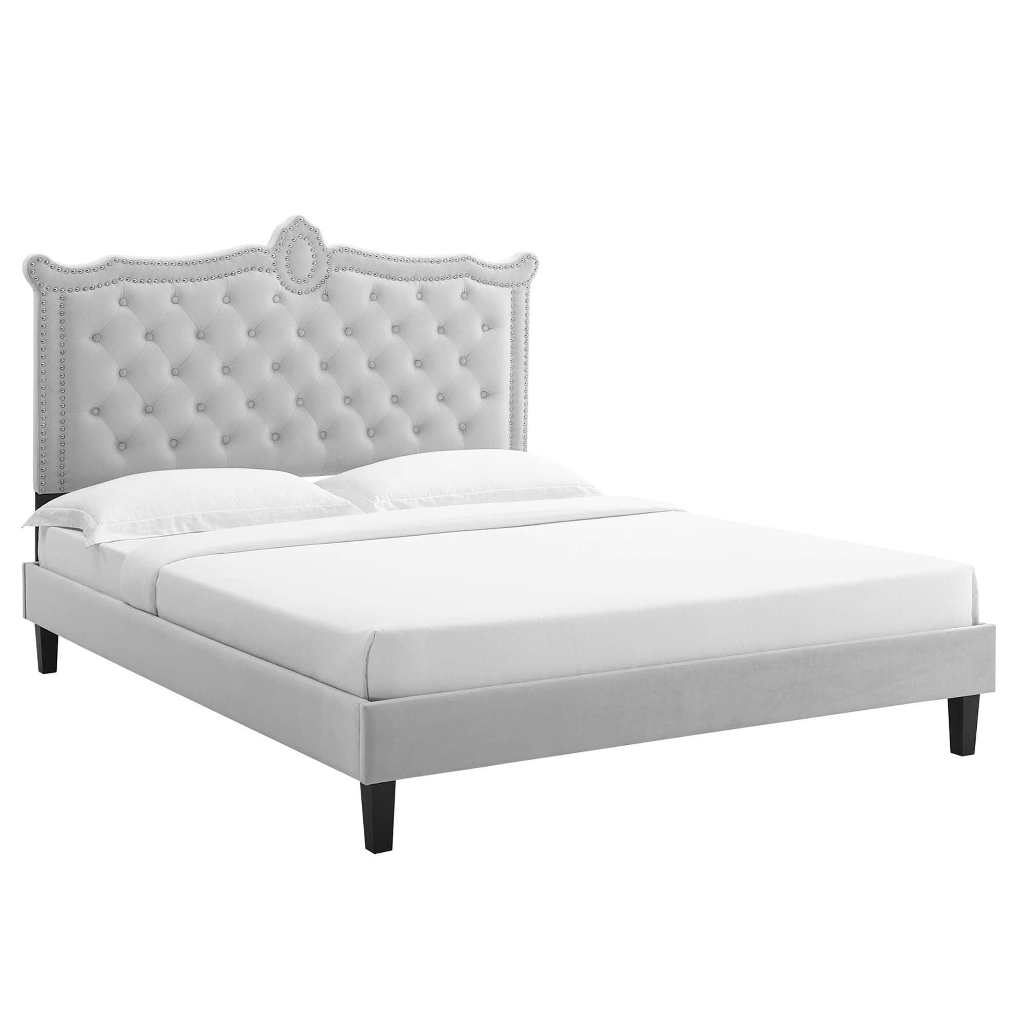 Clara Performance Velvet Queen Platform Bed