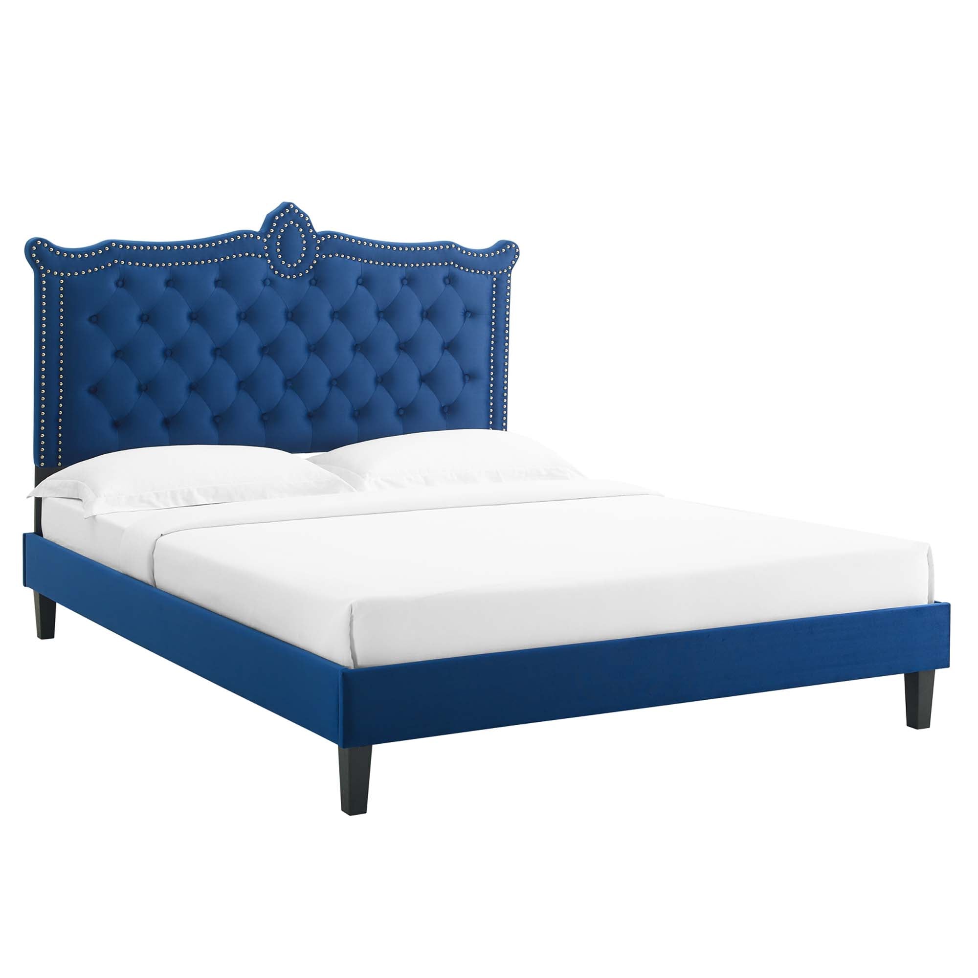 Clara Performance Velvet Queen Platform Bed