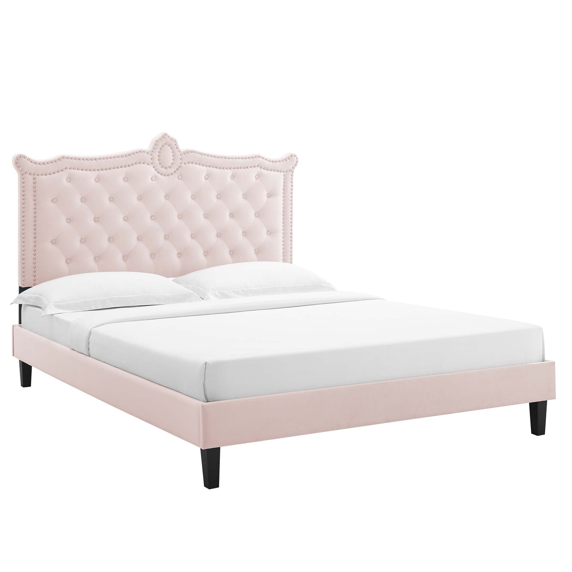 Clara Performance Velvet Queen Platform Bed