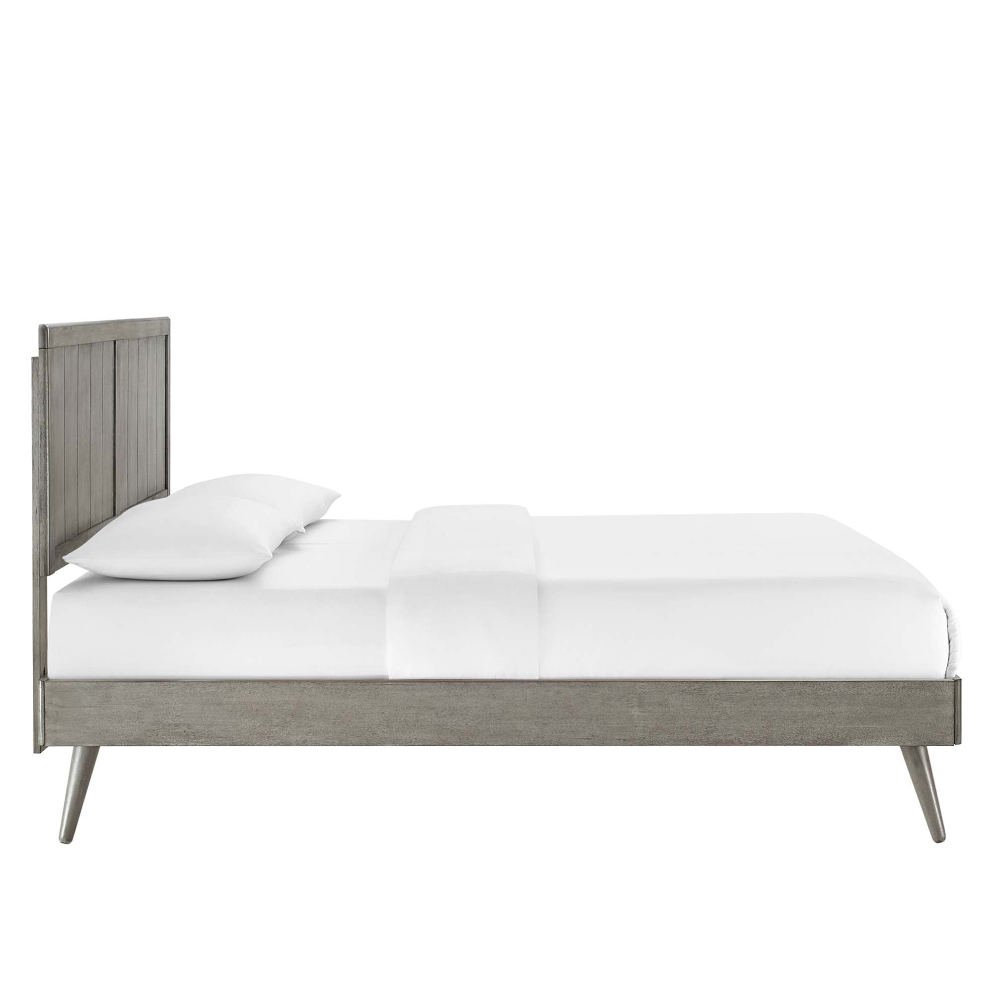 Alana Full Wood Platform Bed With Splayed Legs