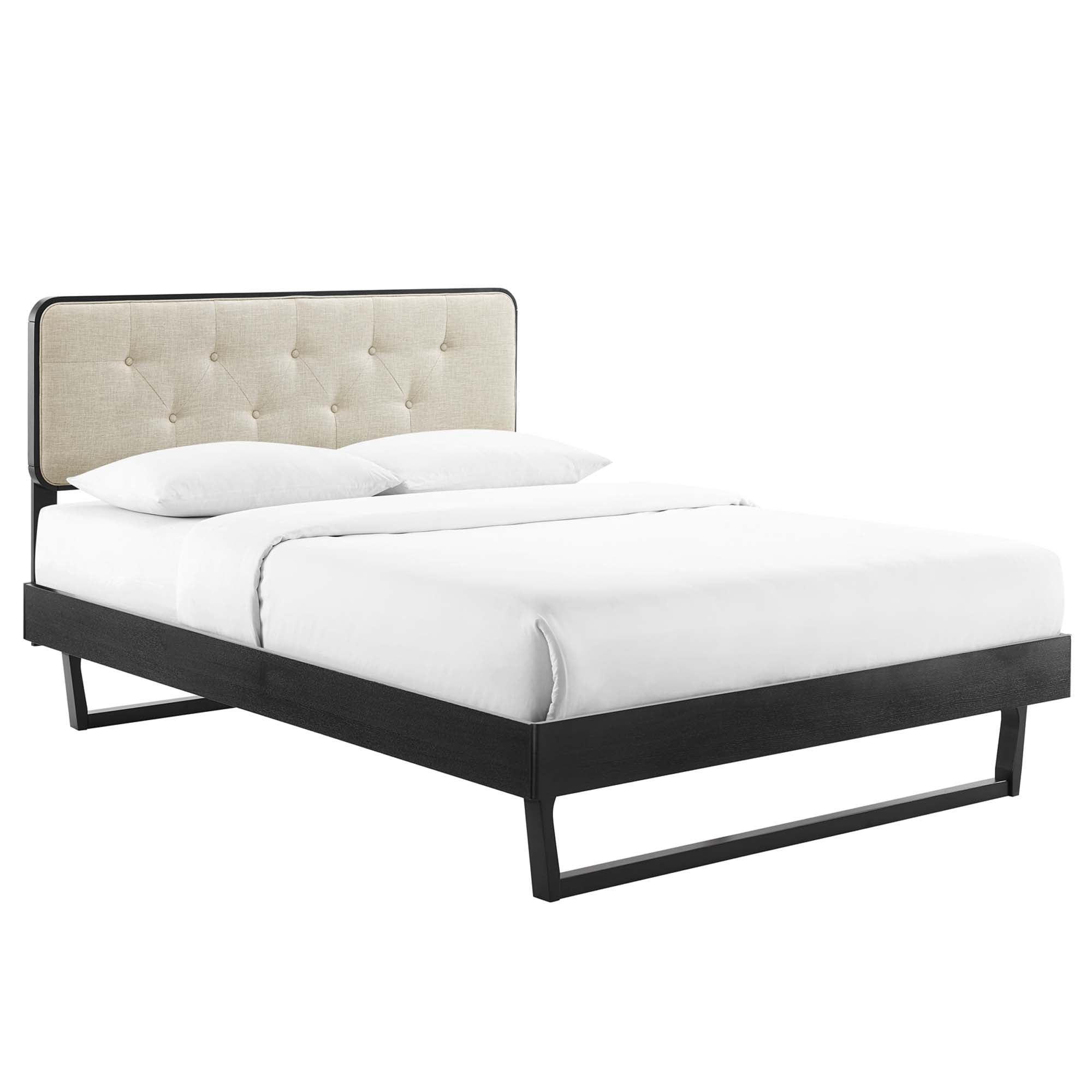 Bridgette Full Wood Platform Bed With Angular Frame