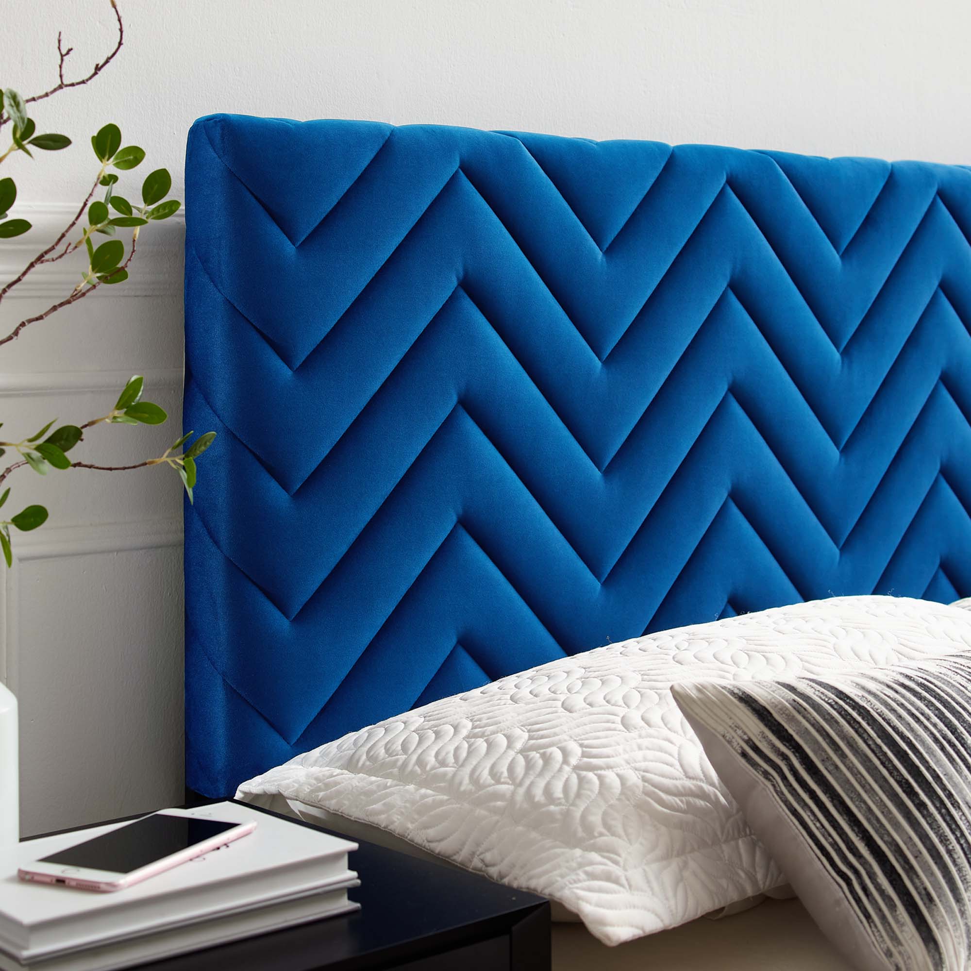 Mercy Chevron Tufted Performance Velvet Twin Headboard