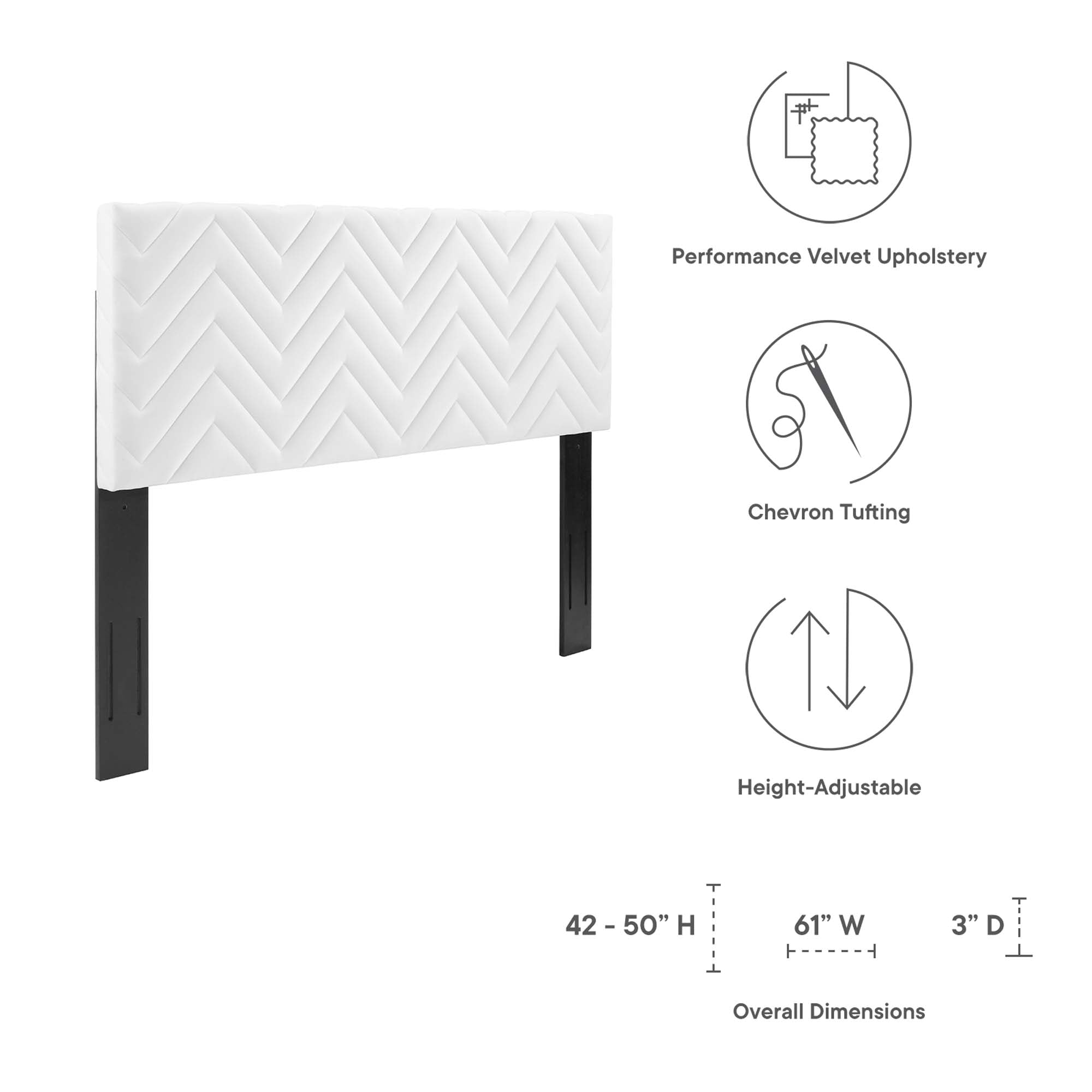 Mercy Chevron Tufted Performance Velvet Twin Headboard