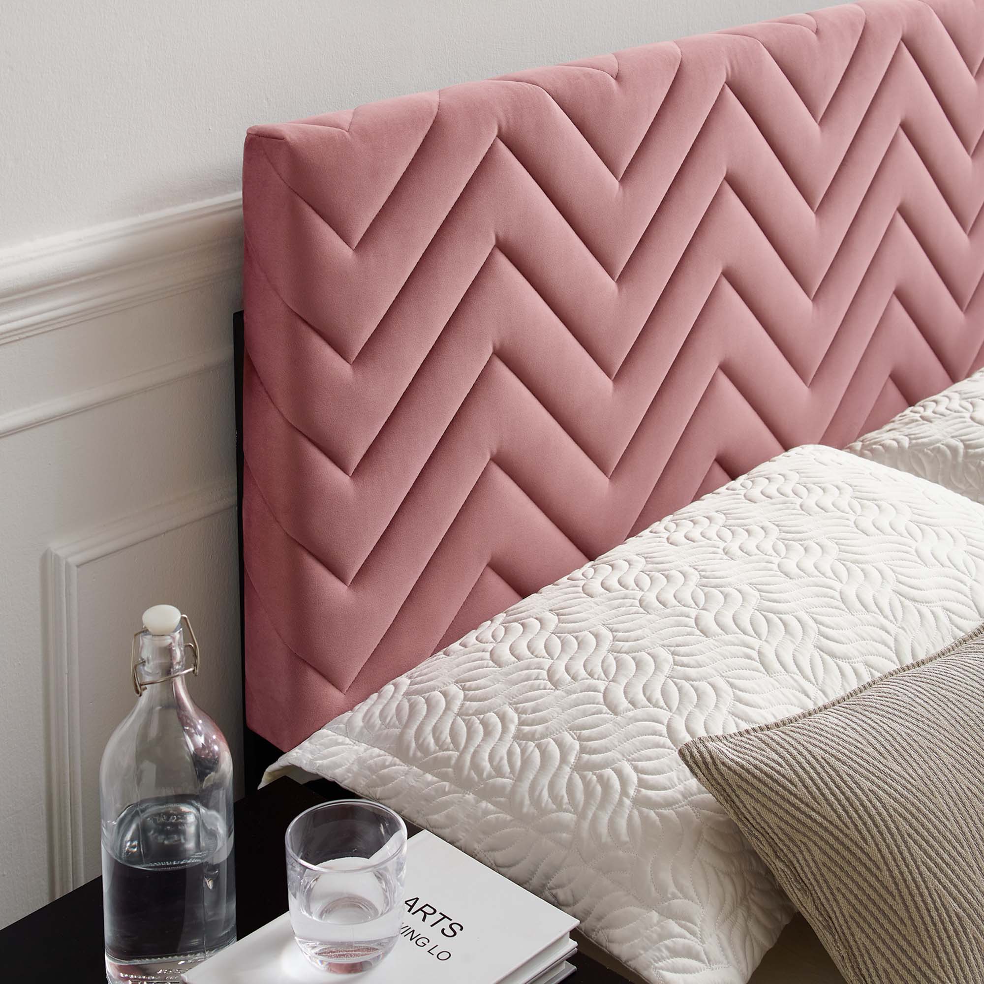 Mercy Chevron Tufted Performance Velvet Full/Queen Headboard