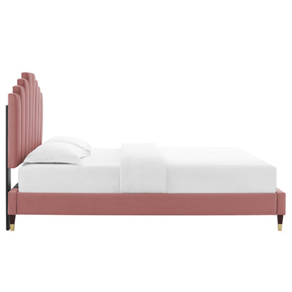 Elise Queen Performance Velvet Platform Bed