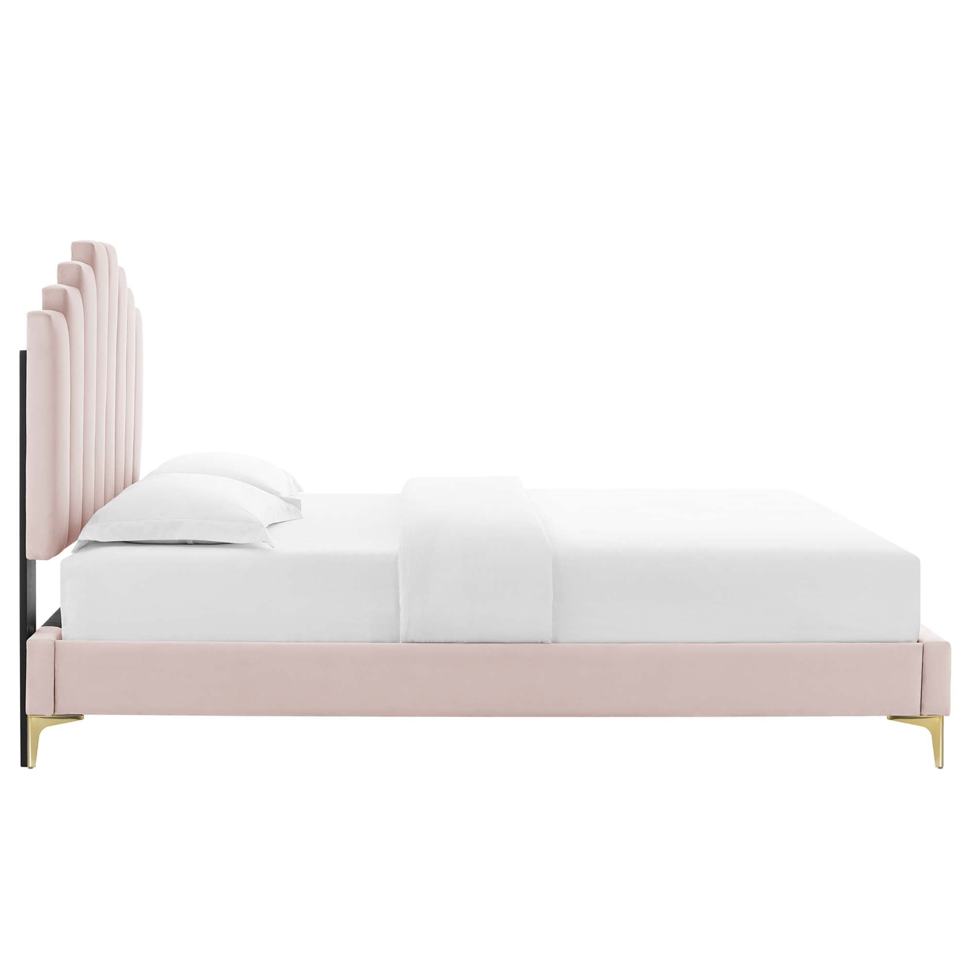 Elise Queen Performance Velvet Platform Bed