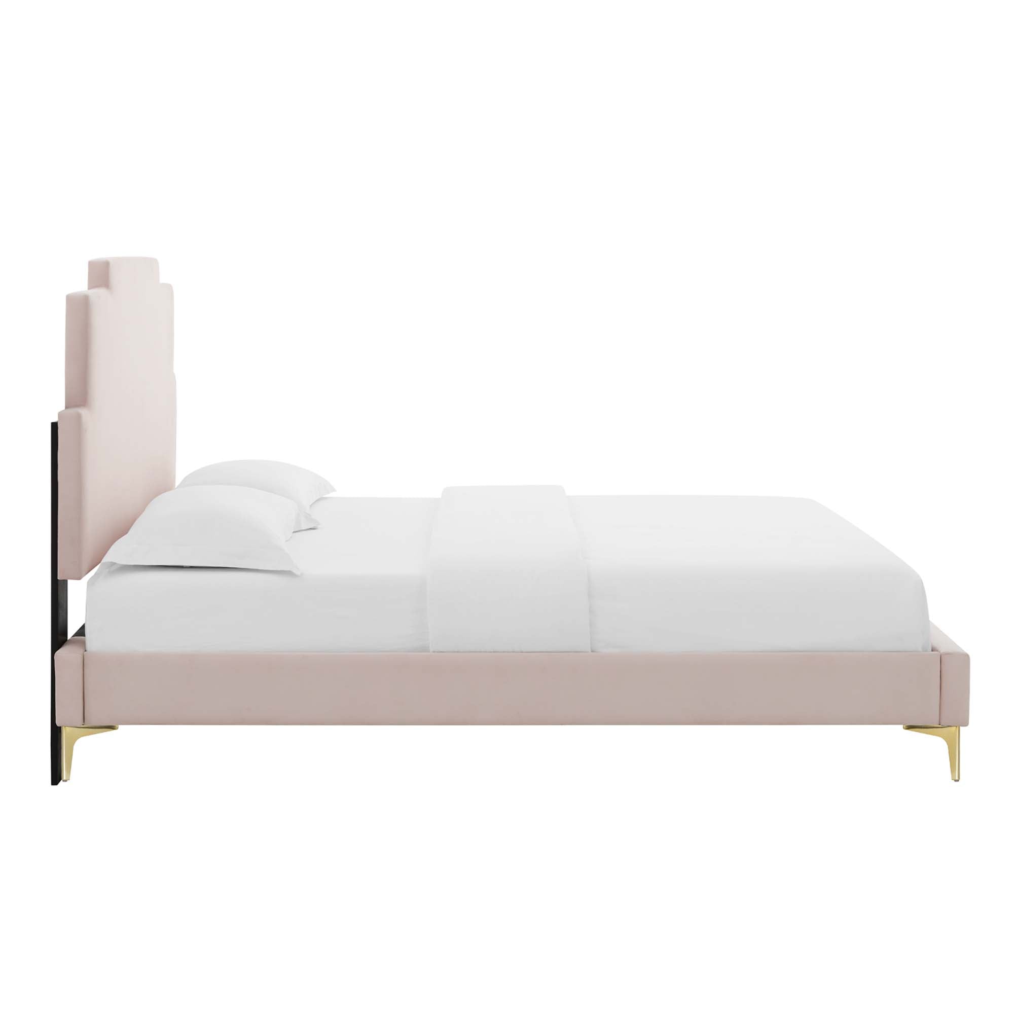 Lindsey Performance Velvet Queen Platform Bed