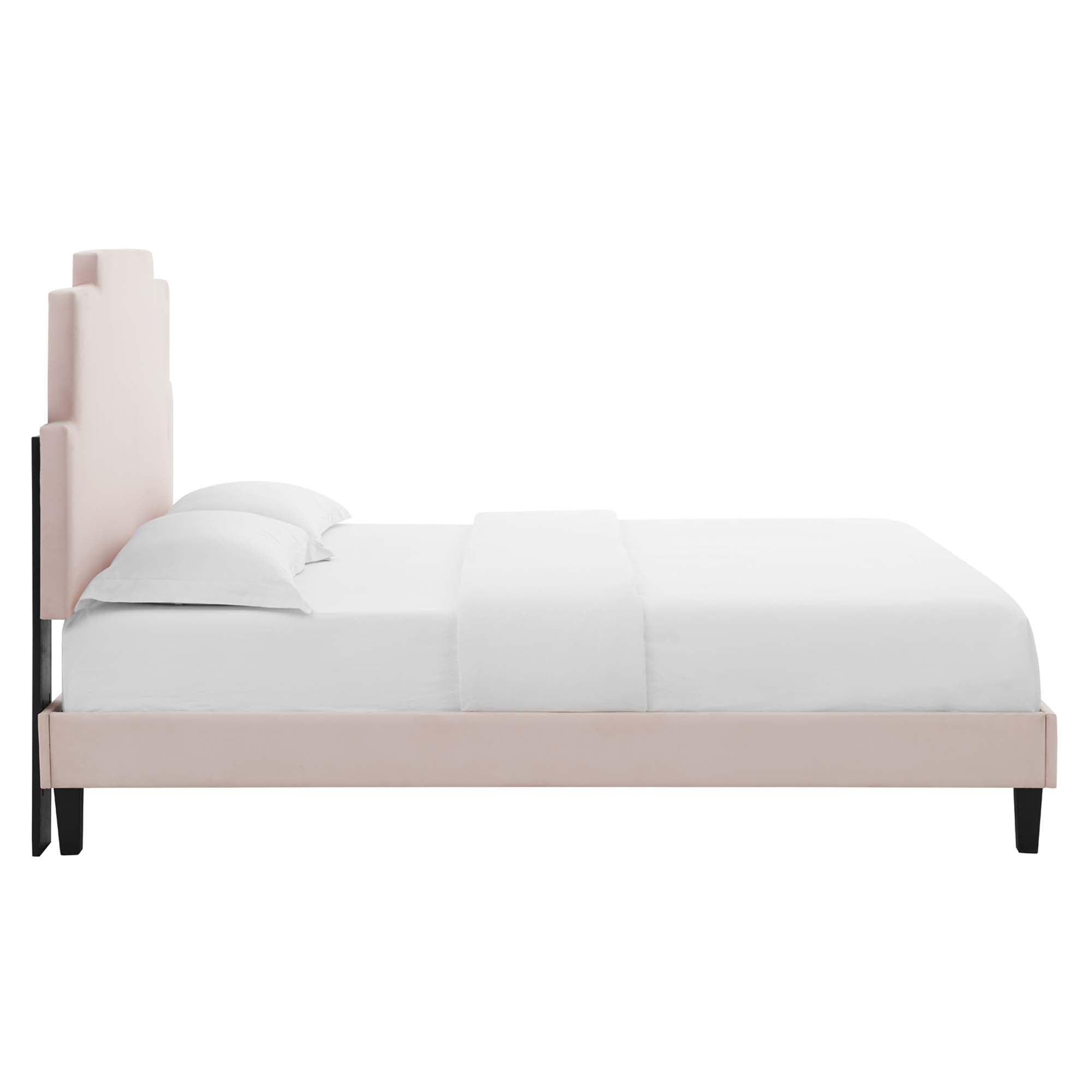 Lindsey Performance Velvet Queen Platform Bed