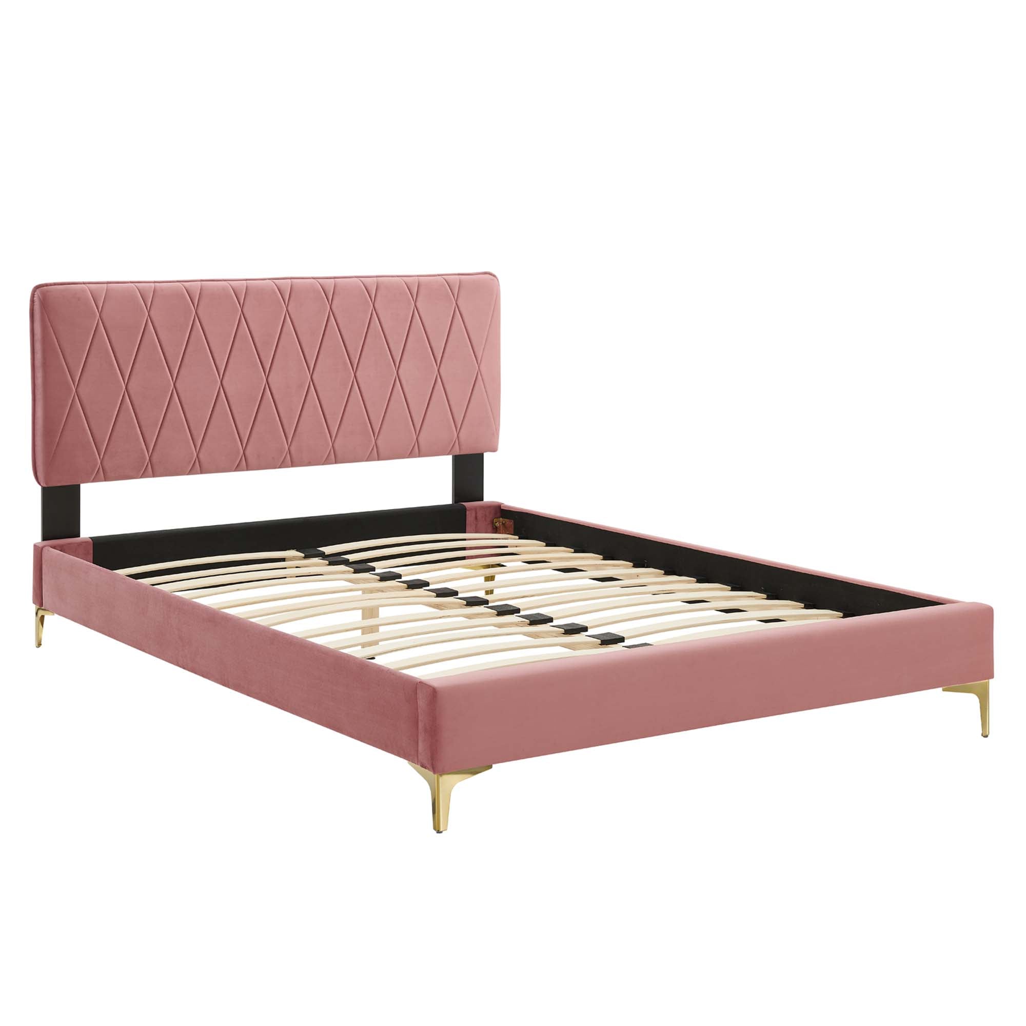 Phillipa Performance Velvet Queen Platform Bed